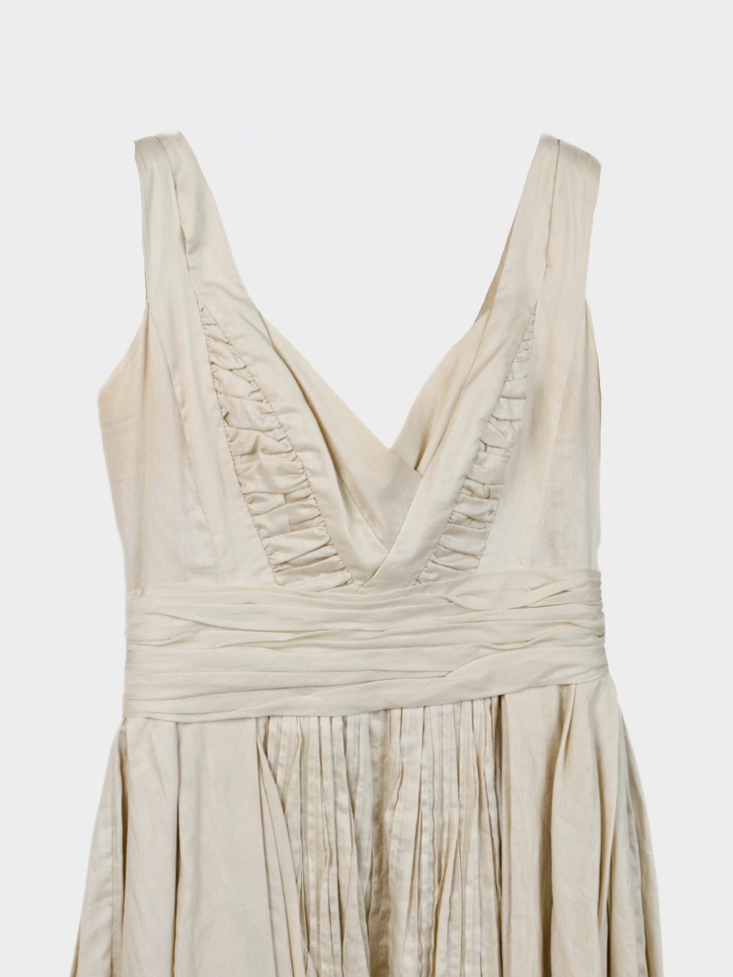Prada 2009 Khaki Beige Cotton Pleated Dress