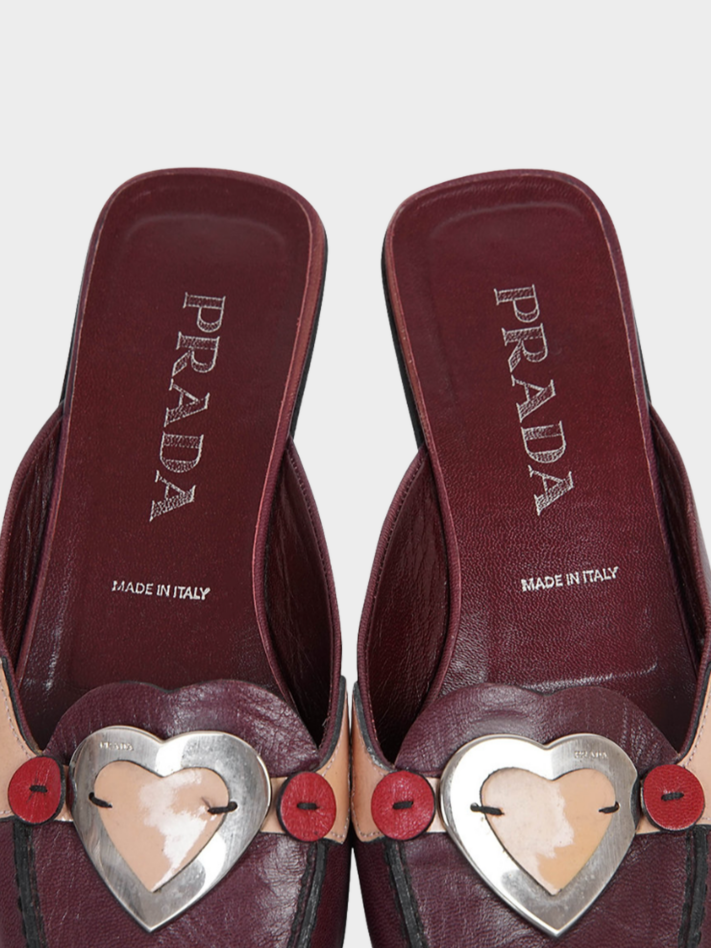Prada SS 2000 Burgundy Heart Slipper