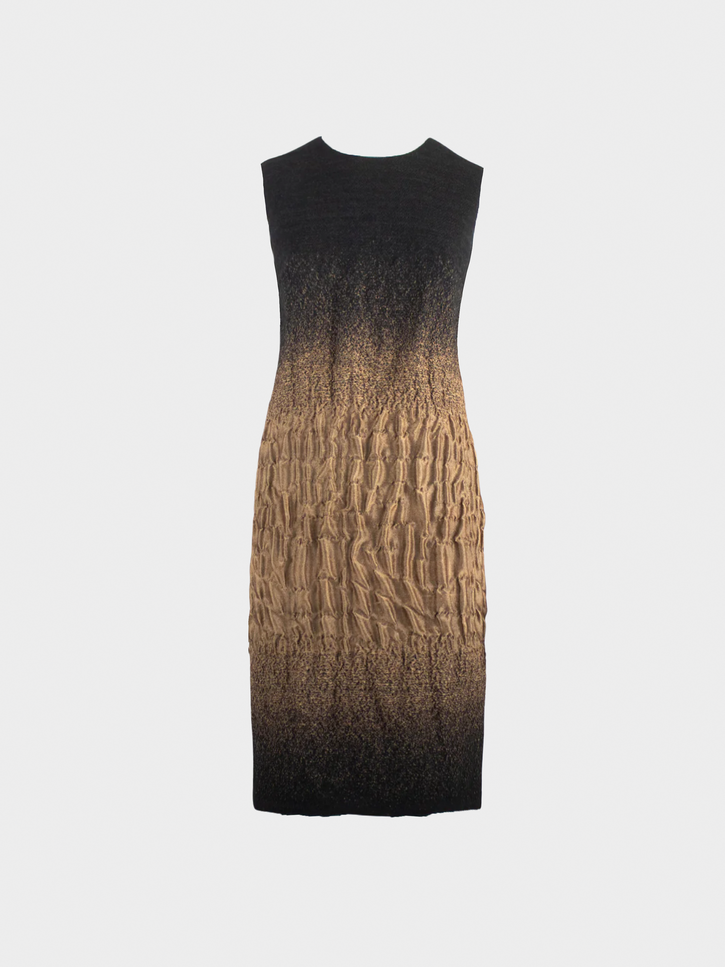 Prada FW 2007 Runway Black and Brown Ombré Ruched Dress