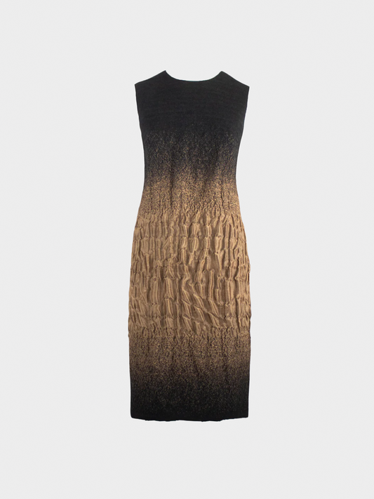 Prada FW 2007 Runway Black and Brown Ombré Ruched Dress