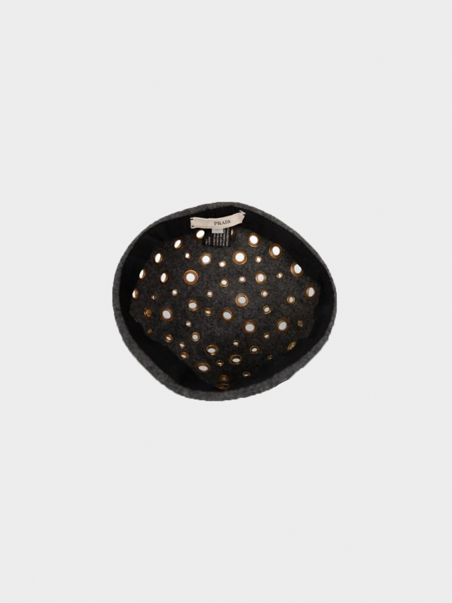 Prada FW 2005 Runway Grey Wool Metal Grommet Hat