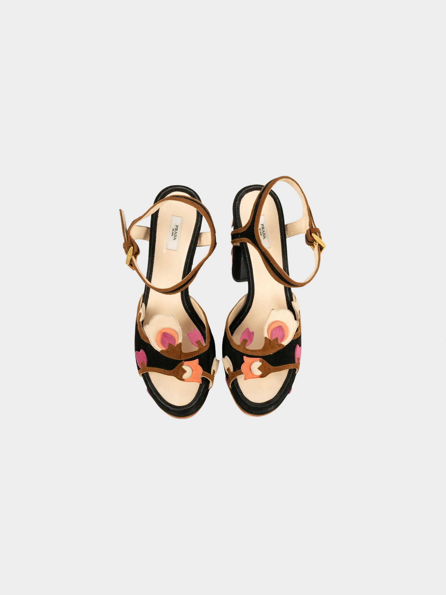 Prada 2000s Suede Floral Sandal Pumps