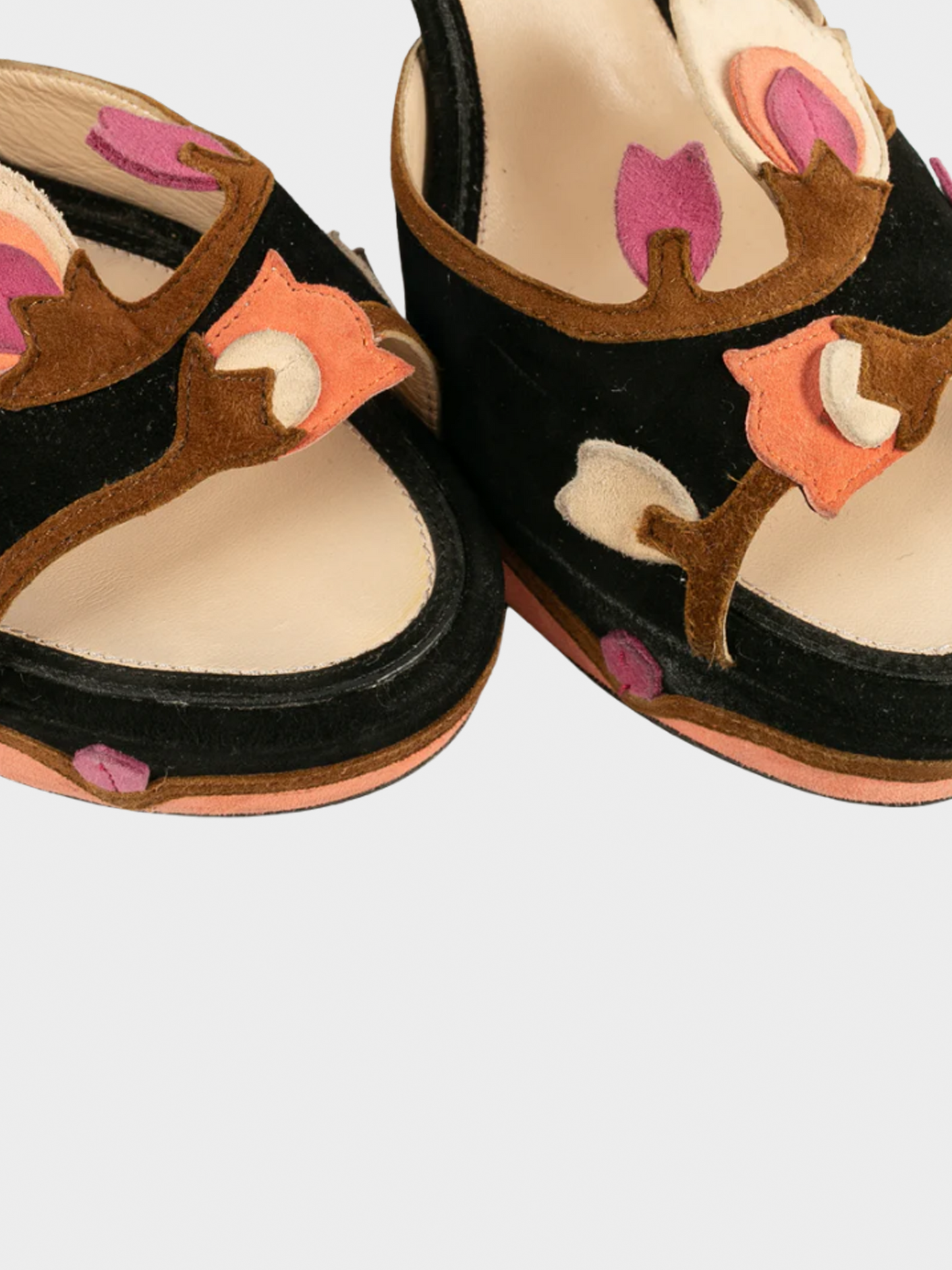 Prada 2000s Suede Floral Sandal Pumps