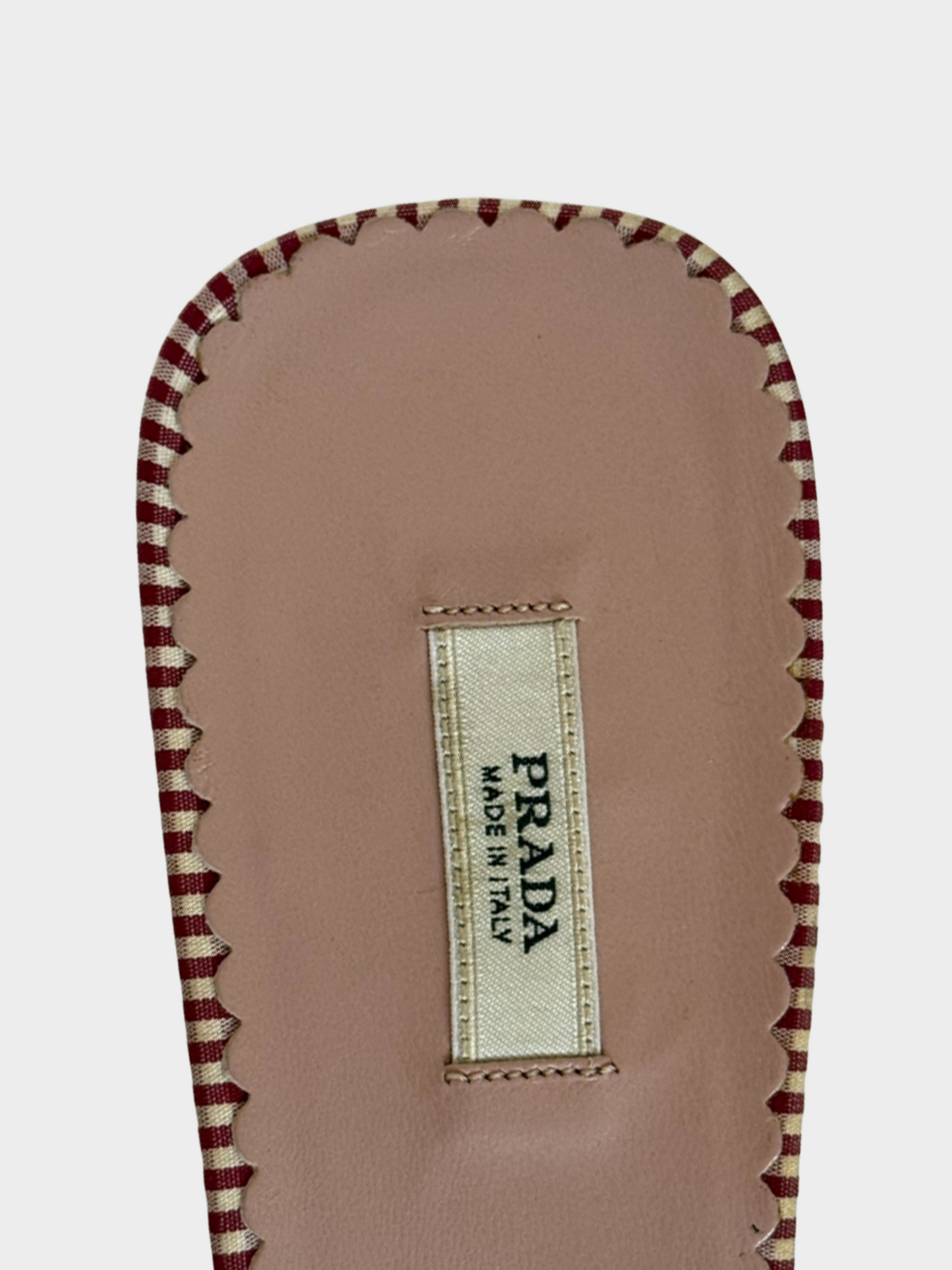 Prada 1990s Red Gingham Print Pointed Toe Mules