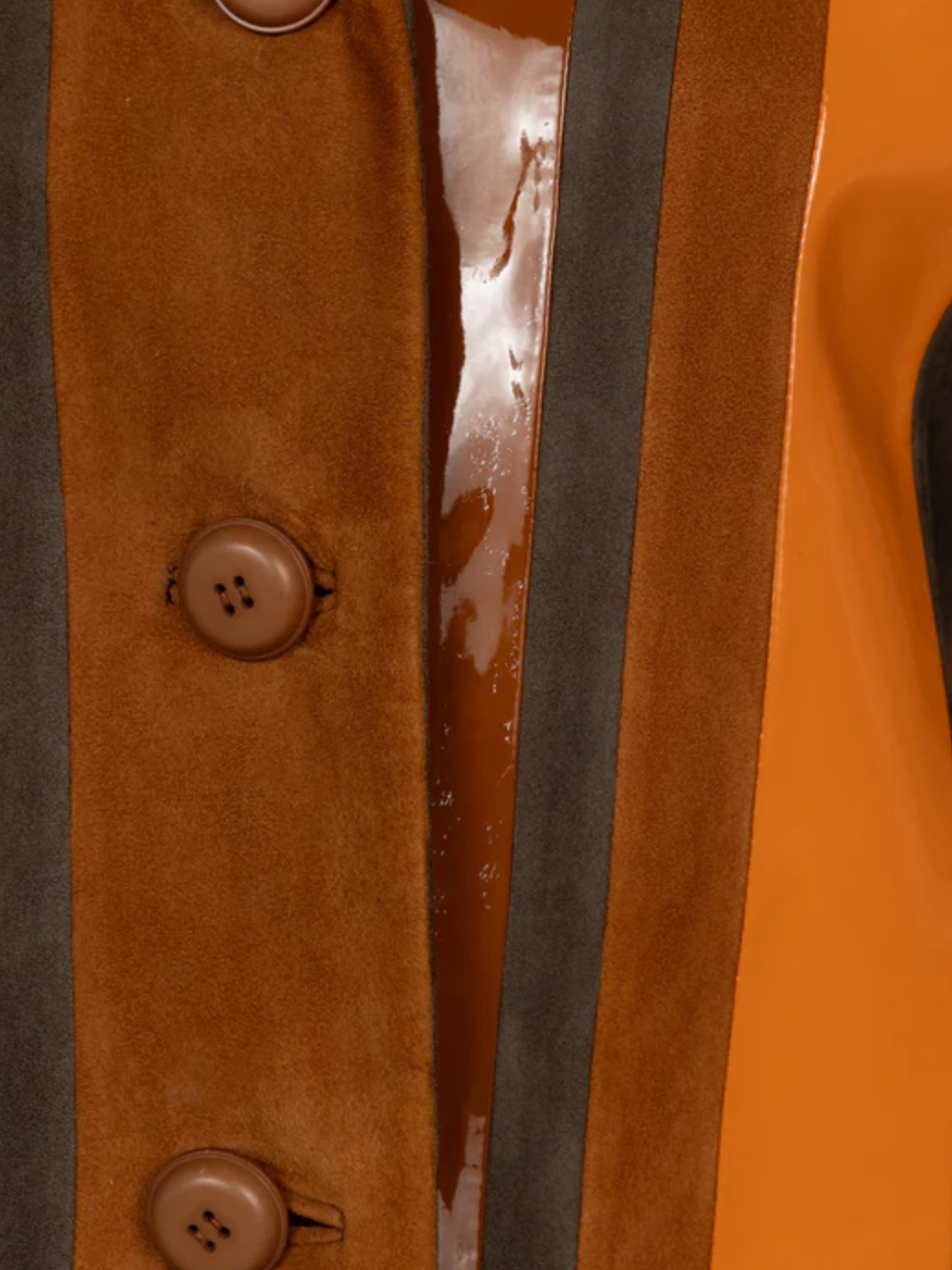 Prada SS 2016 Runway Brown Striped Suede and Patent Leather Jacket