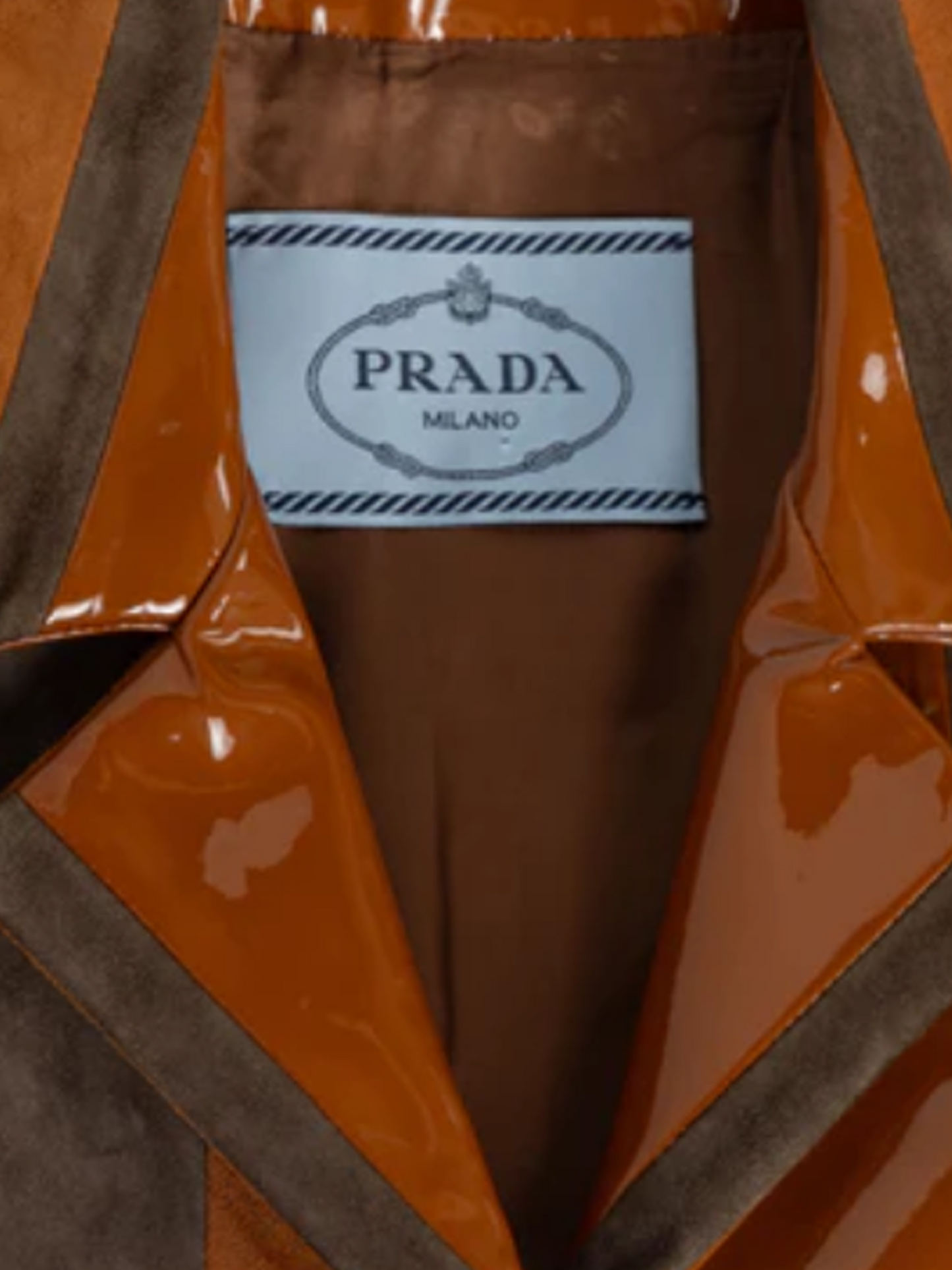 Prada SS 2016 Runway Brown Striped Suede and Patent Leather Jacket