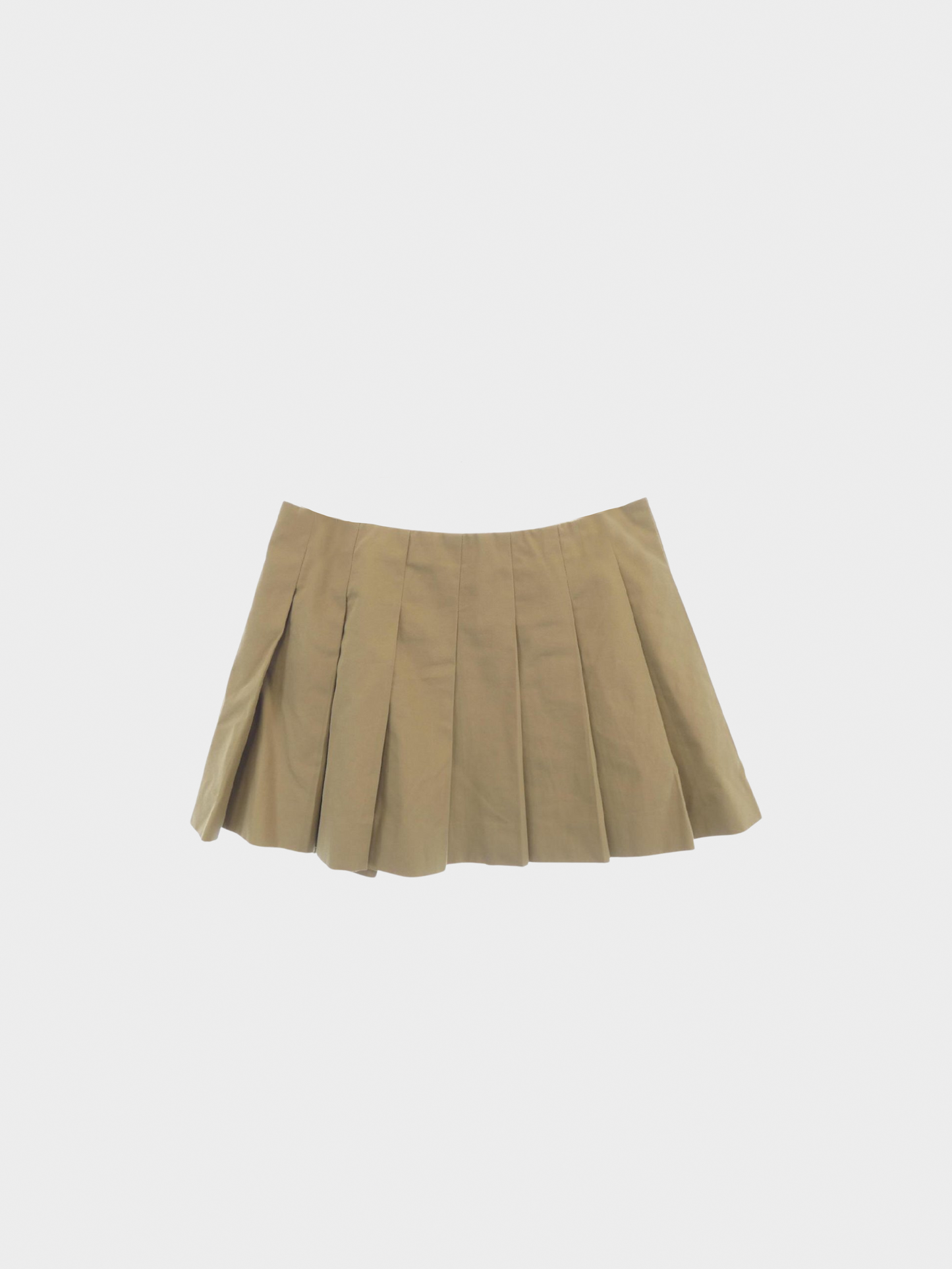 Prada 2020s Tan Twill Miniskirt with Leather Belt