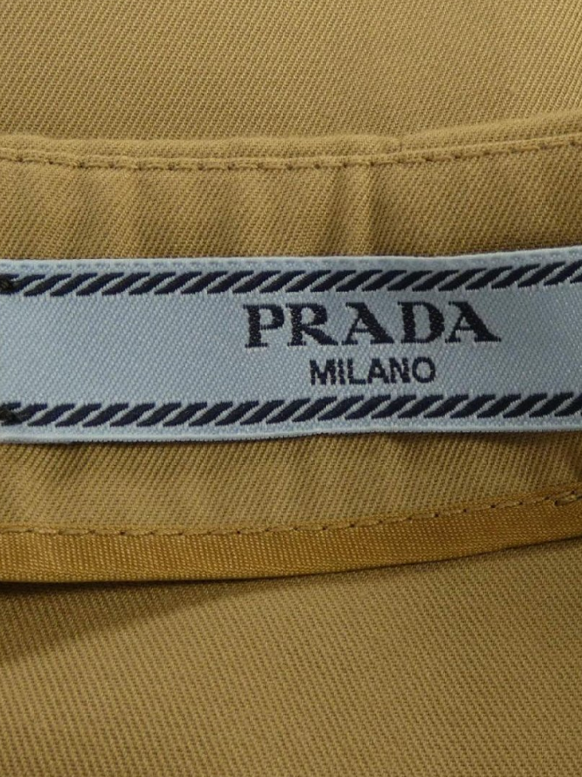 Prada 2020s Tan Twill Miniskirt with Leather Belt