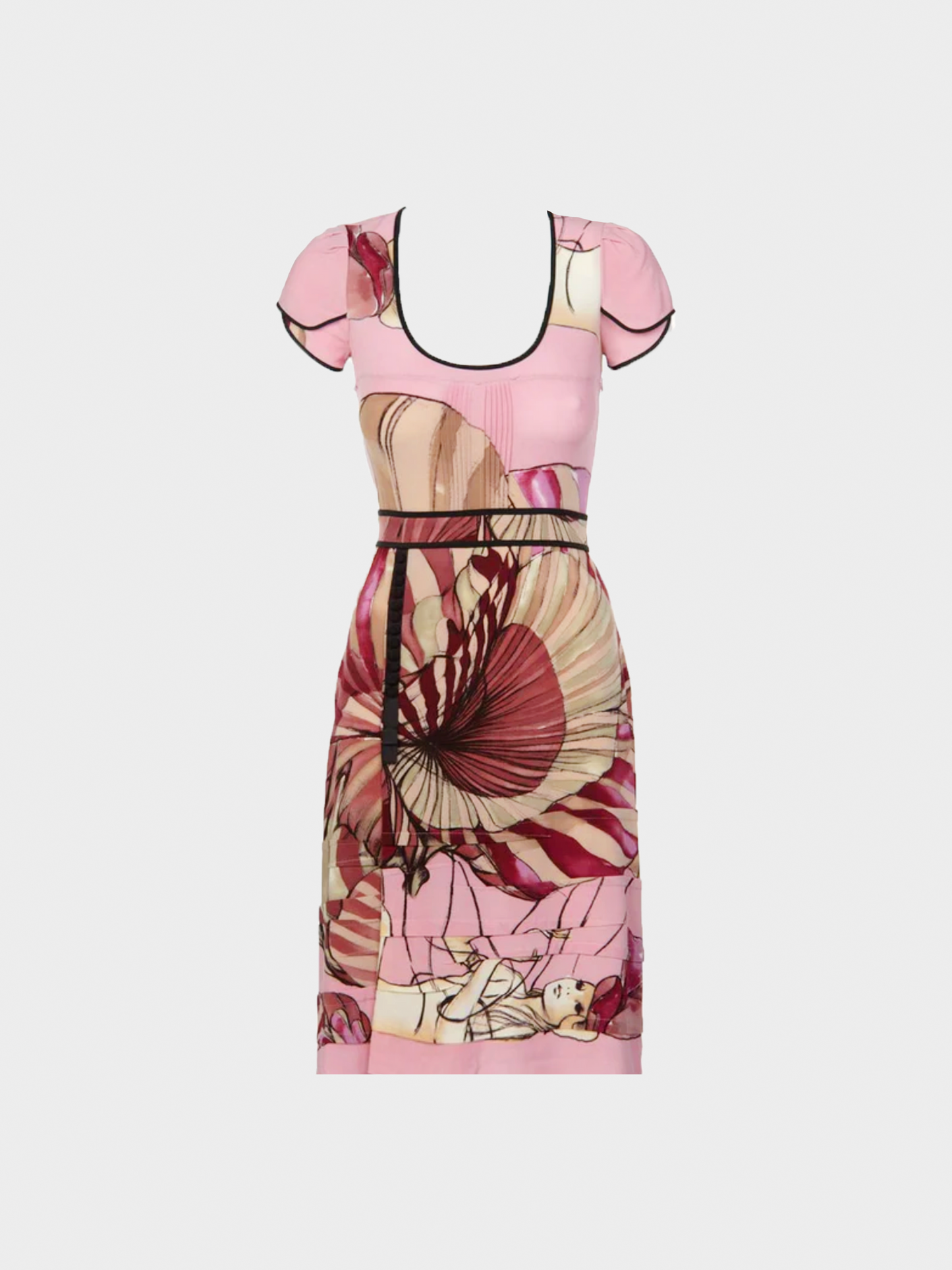 Prada SS 2008 James Jean Fairy Collection Pink Print Silk Dress