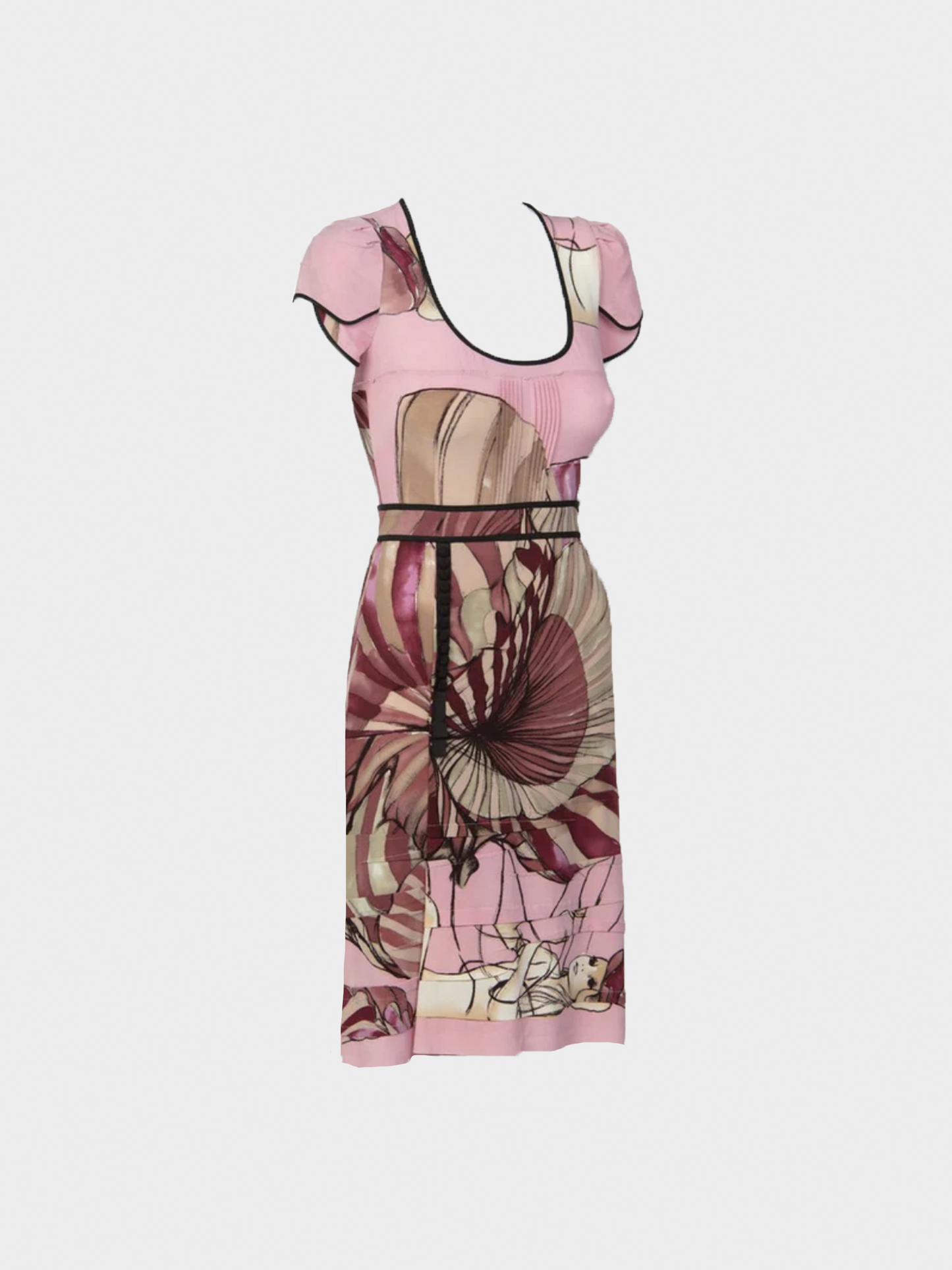 Prada SS 2008 James Jean Fairy Collection Pink Print Silk Dress
