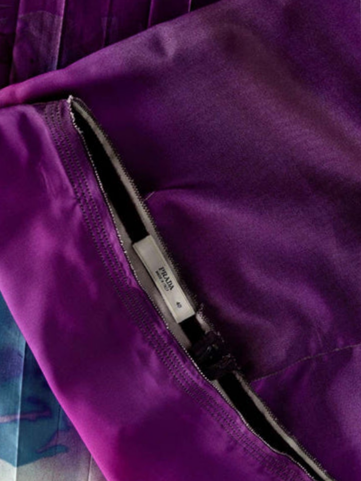 Prada FW 2004 Runway Purple Ombre Silk Scenic Print Midi Skirt