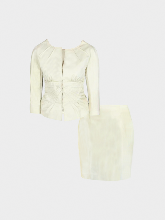 Prada 2000s Beige Suit With Jacket And Slit Skirt