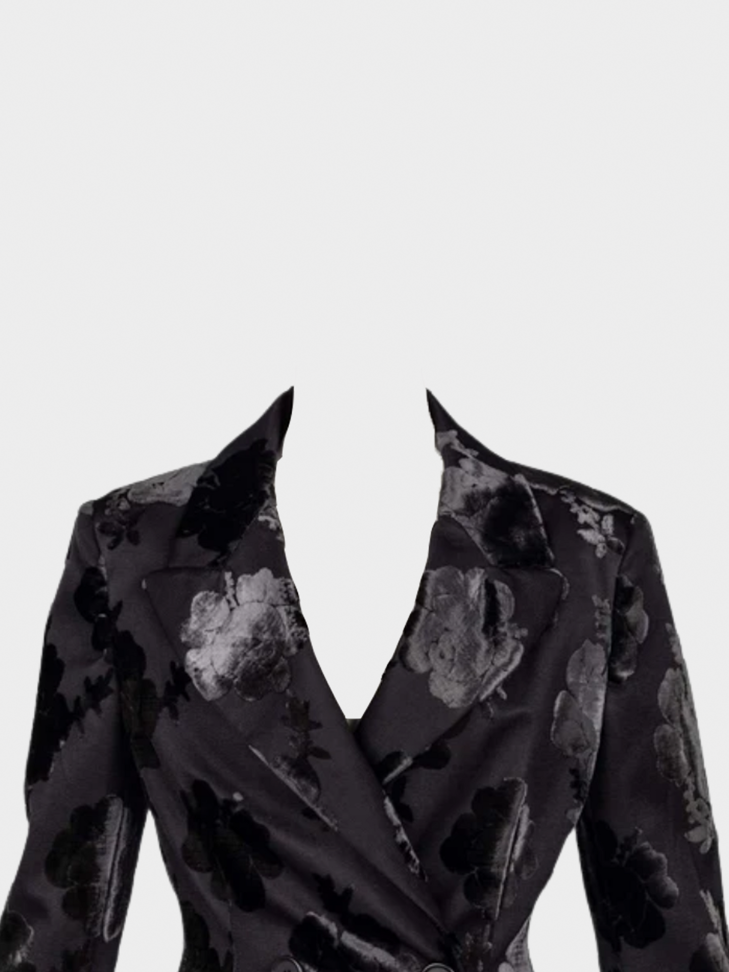 Prada FW 2009 Runway Black Silk Velvet Floral Skirt Suit