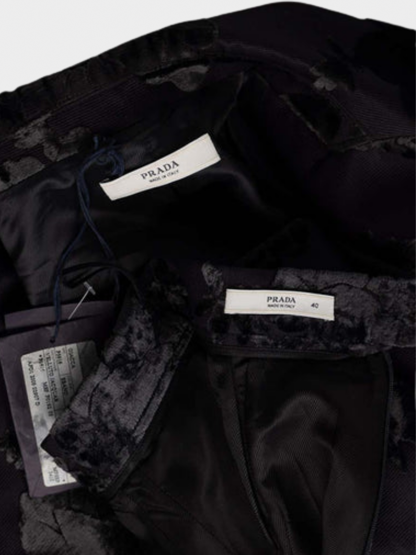 Prada FW 2009 Runway Black Silk Velvet Floral Skirt Suit