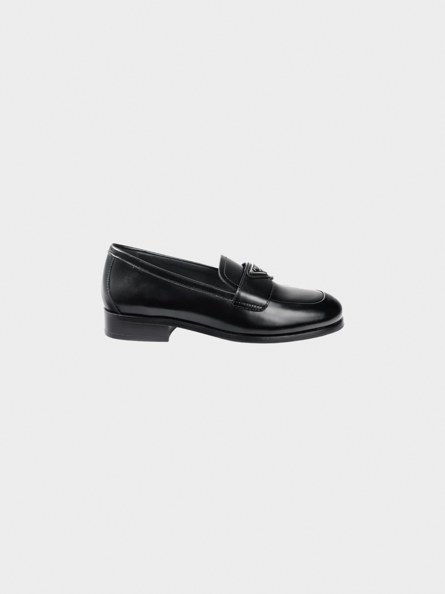 Prada 2010s Nero Spazzolato Brushed Leather Logo Loafers