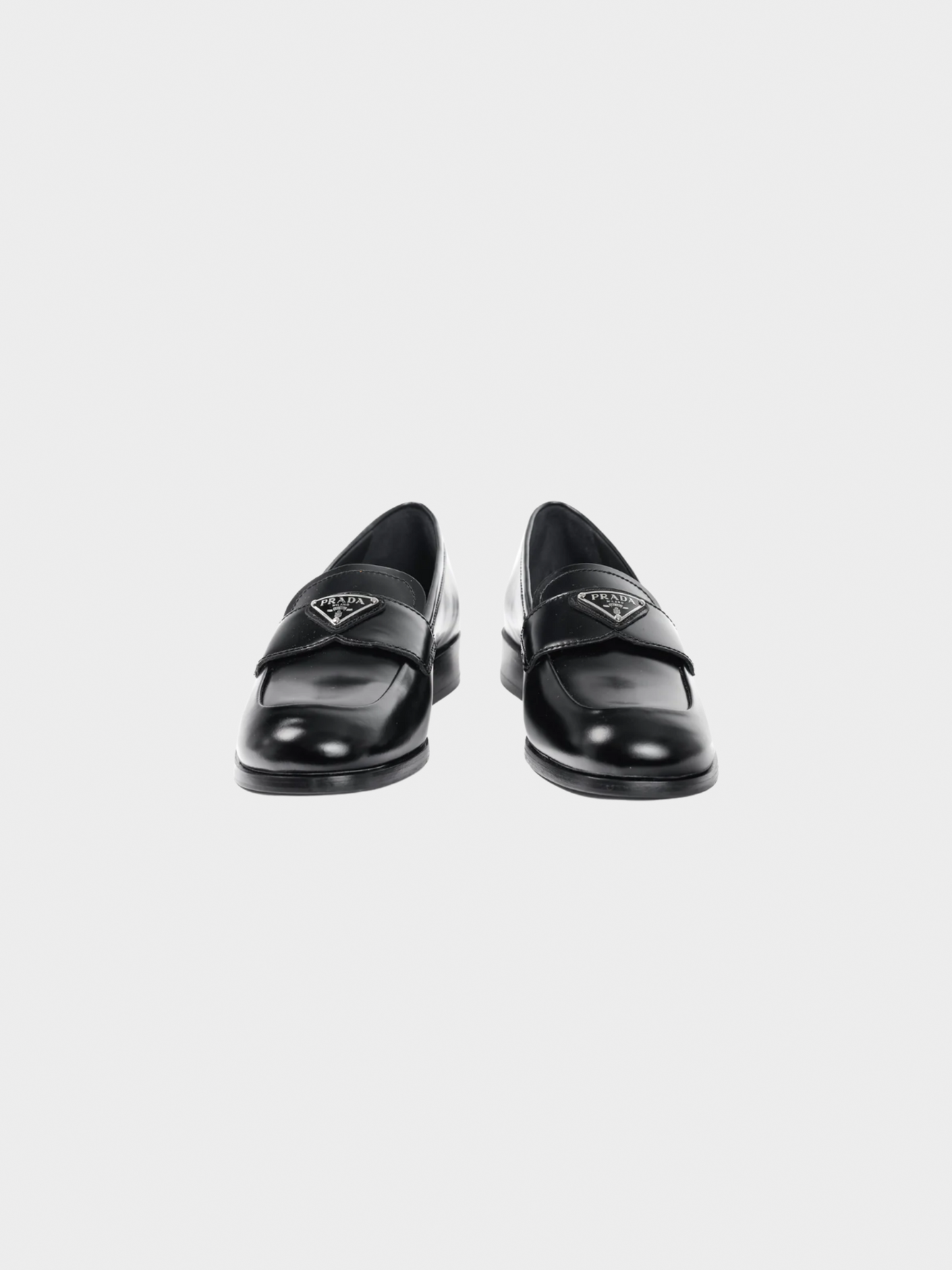 Prada 2010s Nero Spazzolato Brushed Leather Logo Loafers