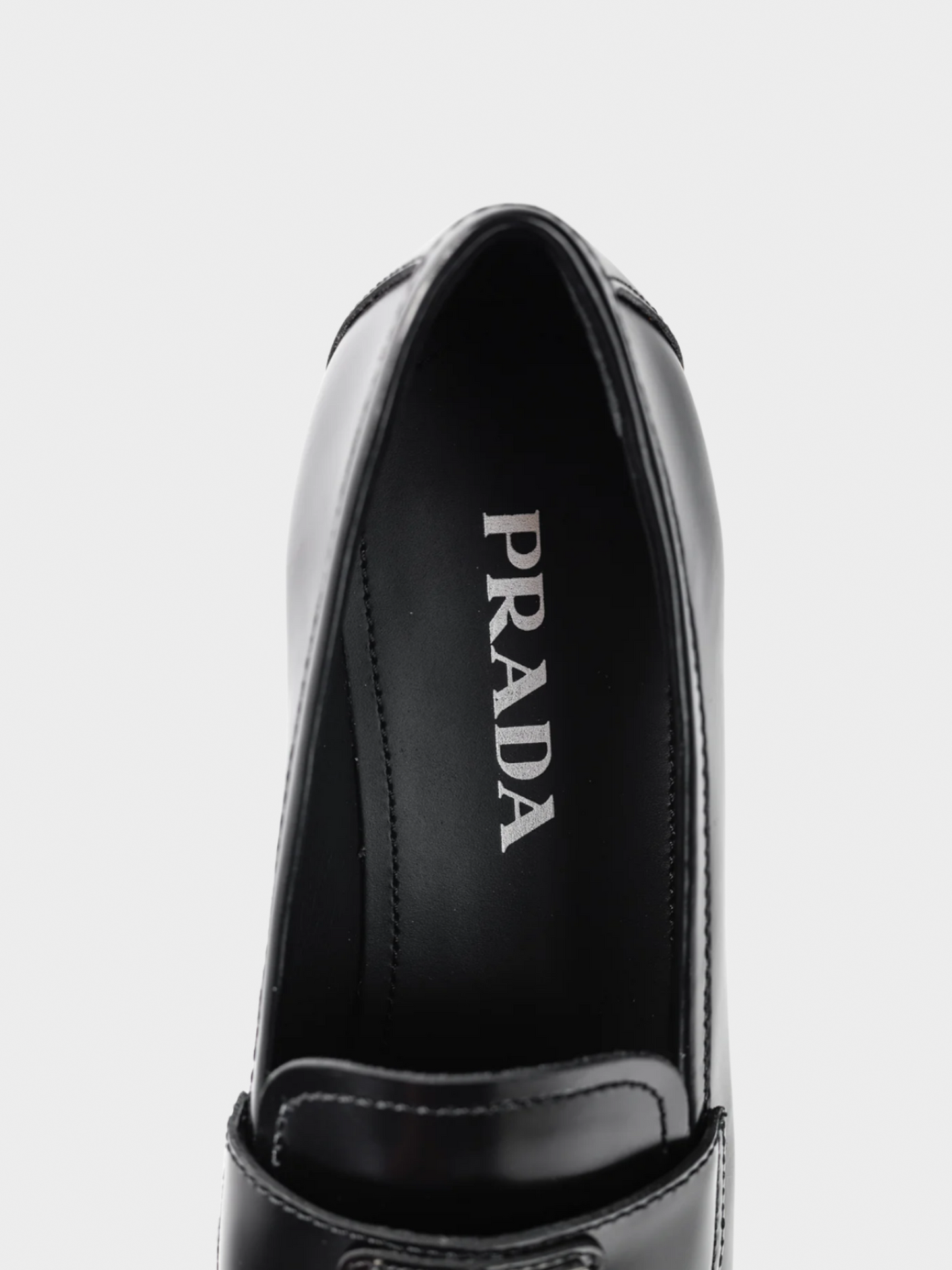 Prada 2010s Nero Spazzolato Brushed Leather Logo Loafers