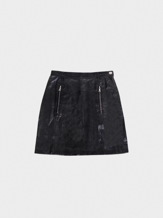 Prada FW 1994 Black Leather Mini Skirt