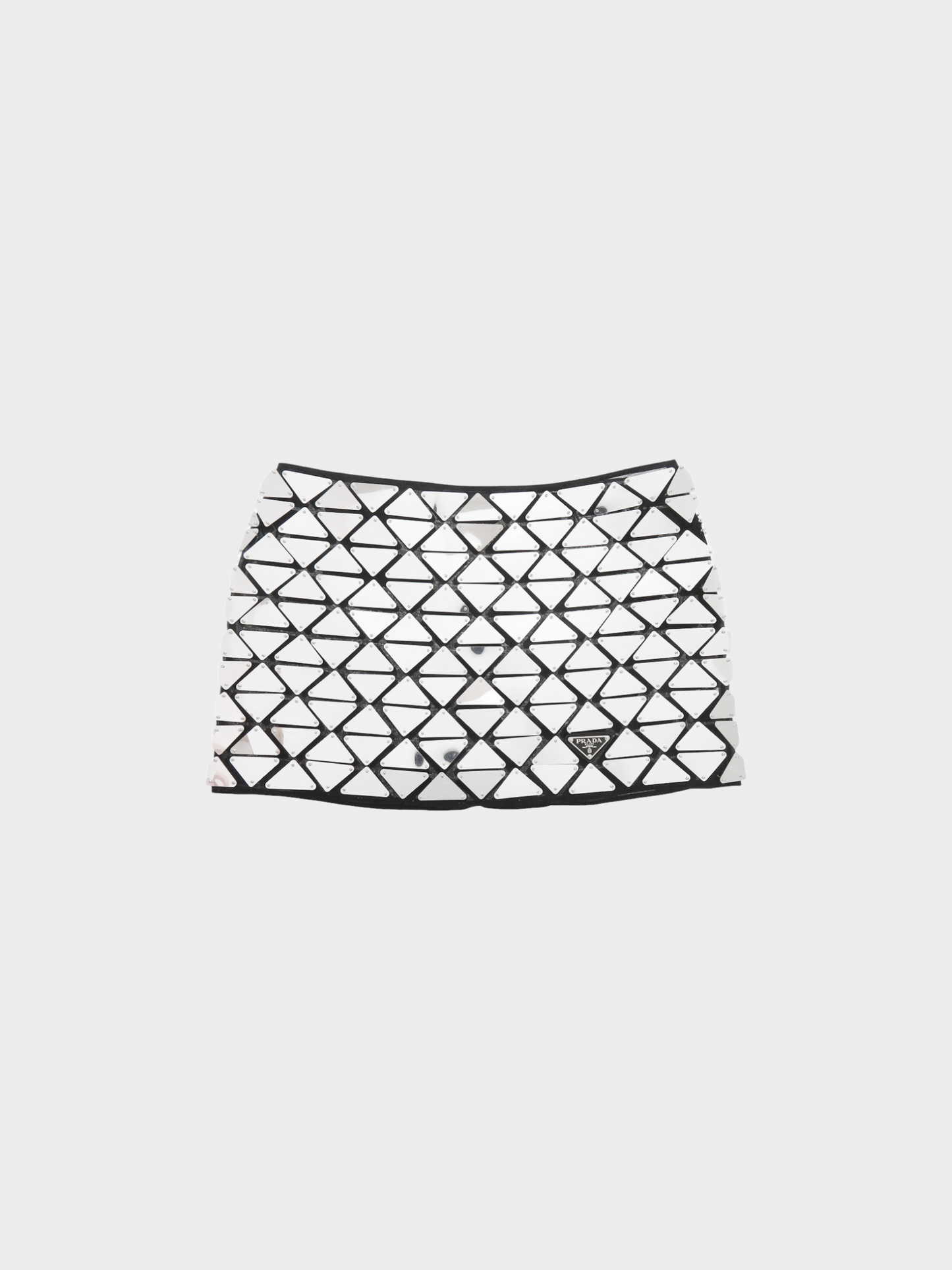 Prada 2022 Silver Paillette-embellished Organza Mini Skirt