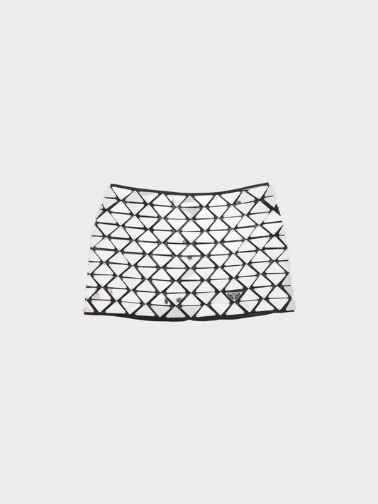Prada 2022 Silver Paillette-embellished Organza Mini Skirt