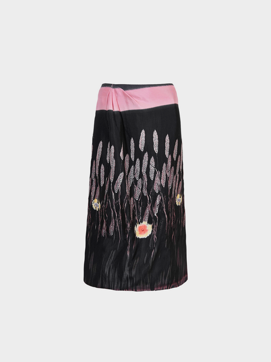 Prada SS 1998 Black Abstract Flower Skirt