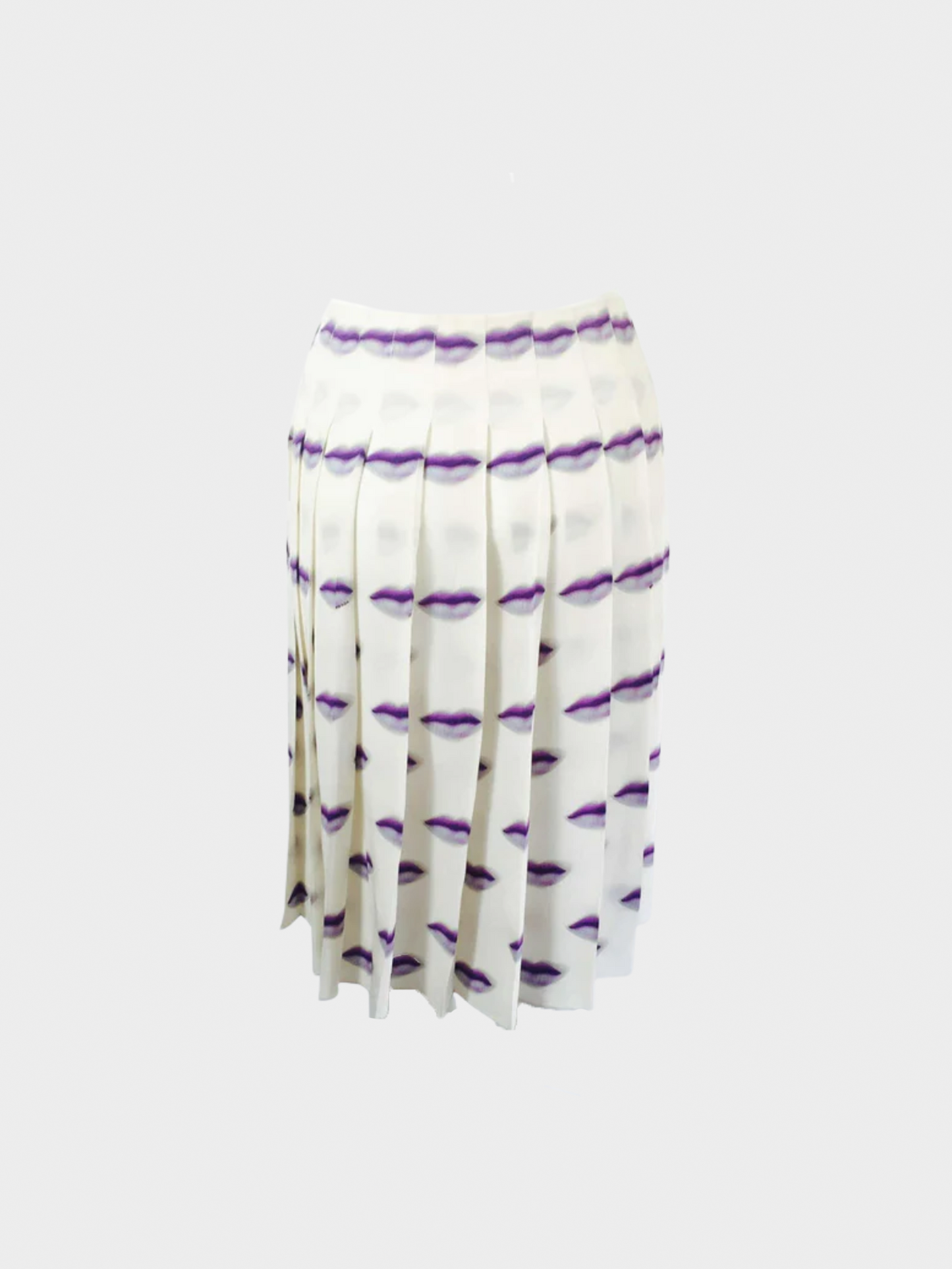 Prada SS 2000 Runway Purple Lip Print Pleated Skirt