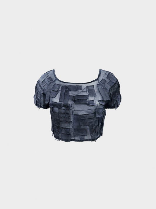 Prada SS 1991 Grey Abstract Cropped Top