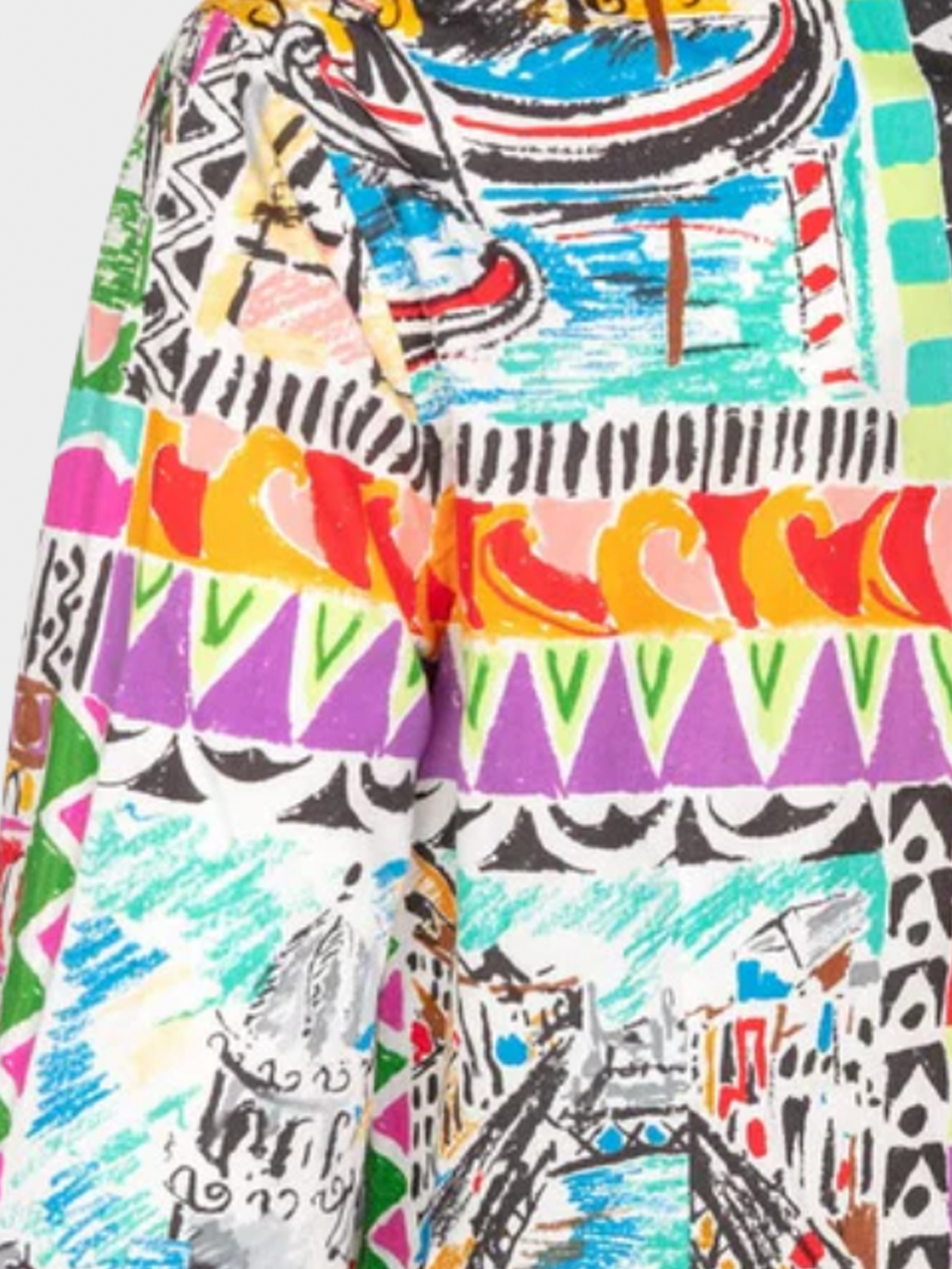 Prada Spring 2004 Postcard Multicolored Print Cotton Blouse Top