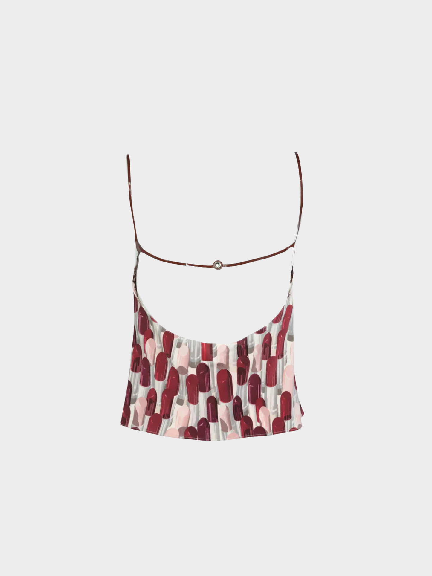 Prada SS 2000 Multicoloured Silk Lipstick Leather Strap Top