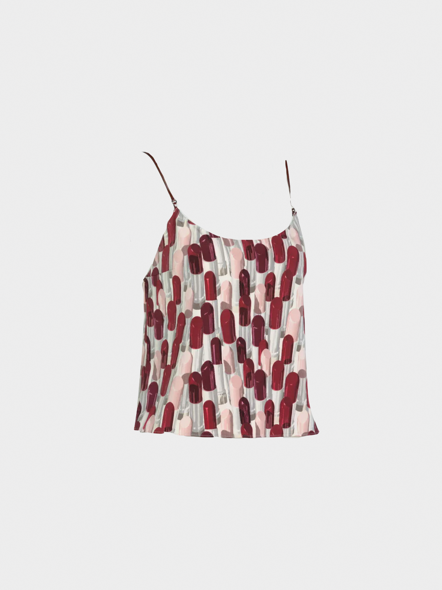 Prada SS 2000 Multicoloured Silk Lipstick Leather Strap Top