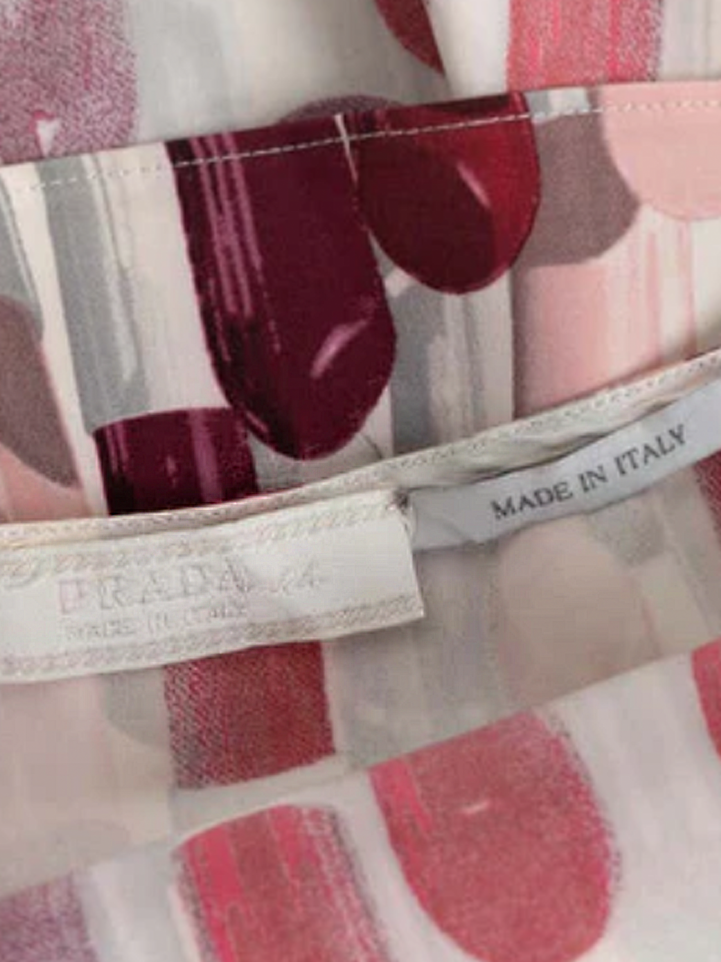 Prada SS 2000 Multicoloured Silk Lipstick Leather Strap Top
