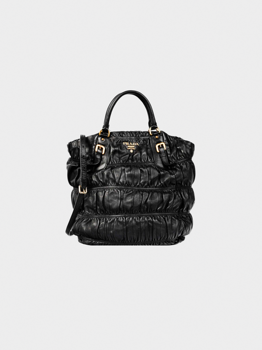 Prada 2000s Black Nero Nappa Gaufre Leather Tote