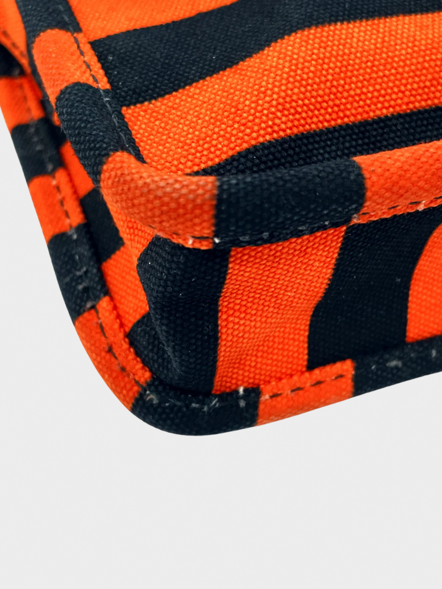 Prada 2010s Black and Orange Canapa Righe Crossbody Bag