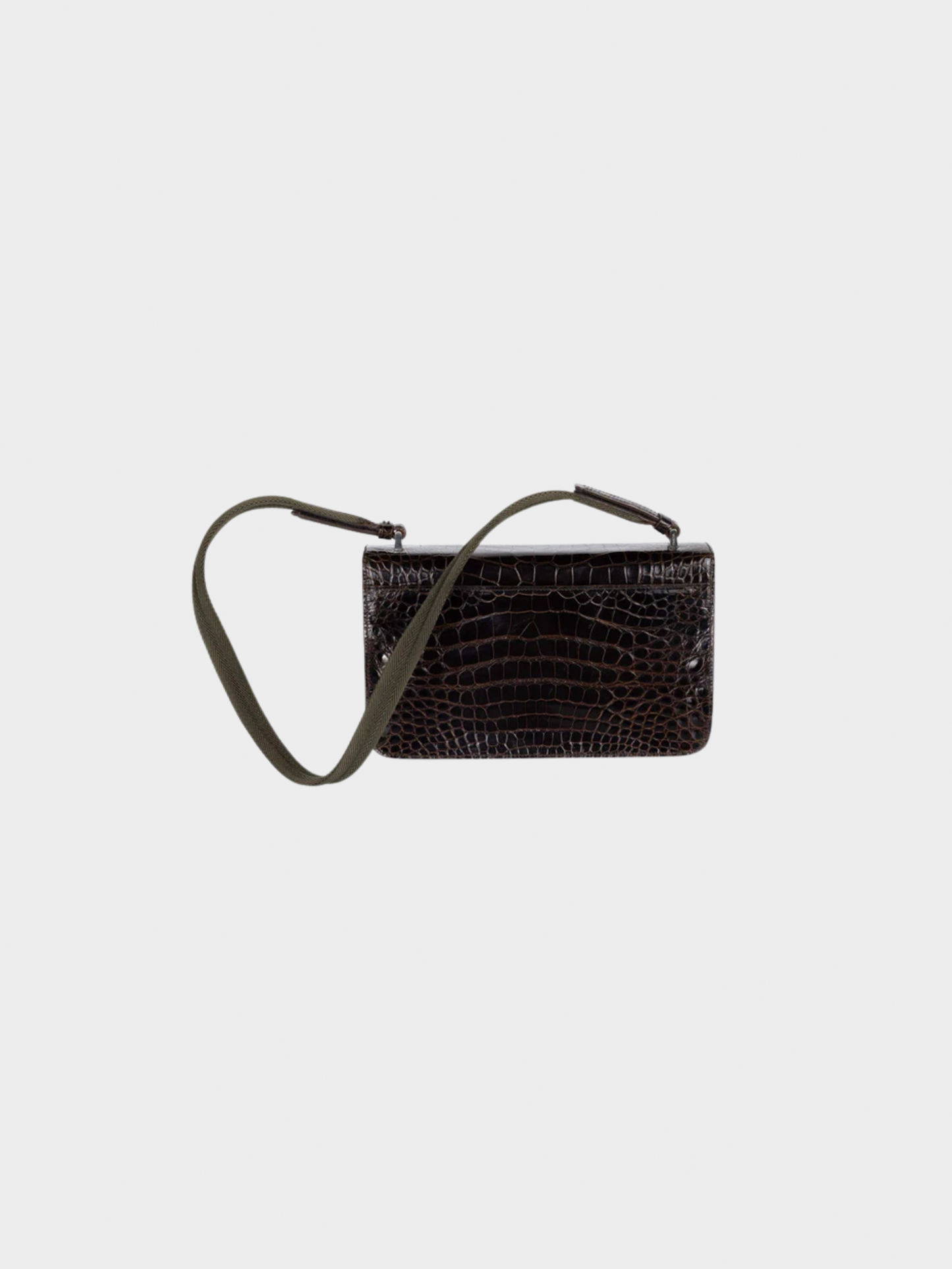 Prada 2000s Brown and Green Crocodile Shoulder Bag