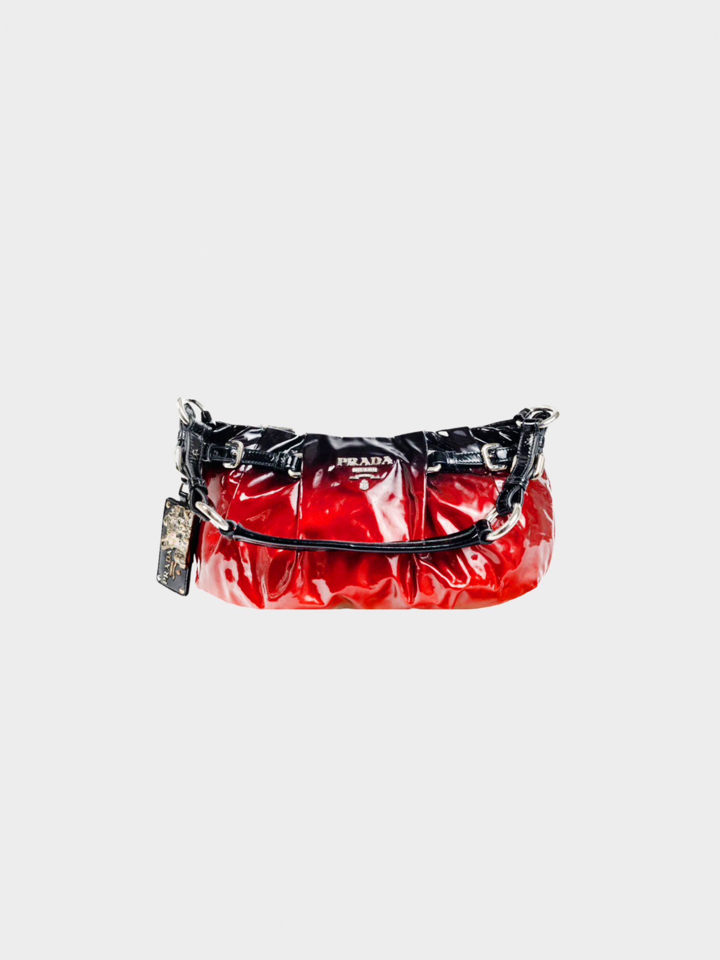 Prada 2007 Rosso and Argento Vernice Sfumata Gradient Patent Leather Handbag