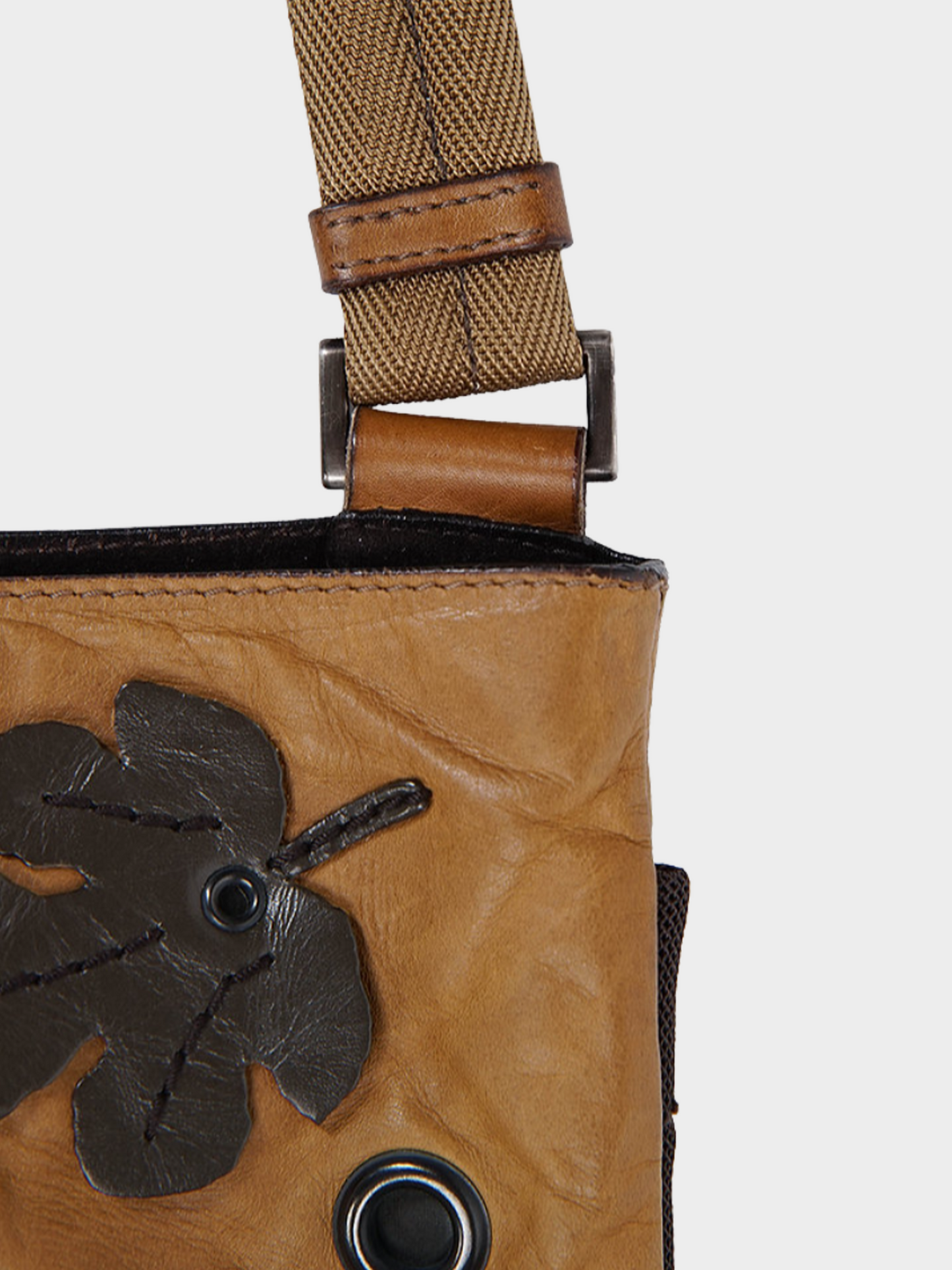 Prada FW 1999 Brown Leather "Leaves" Crossbody Bag