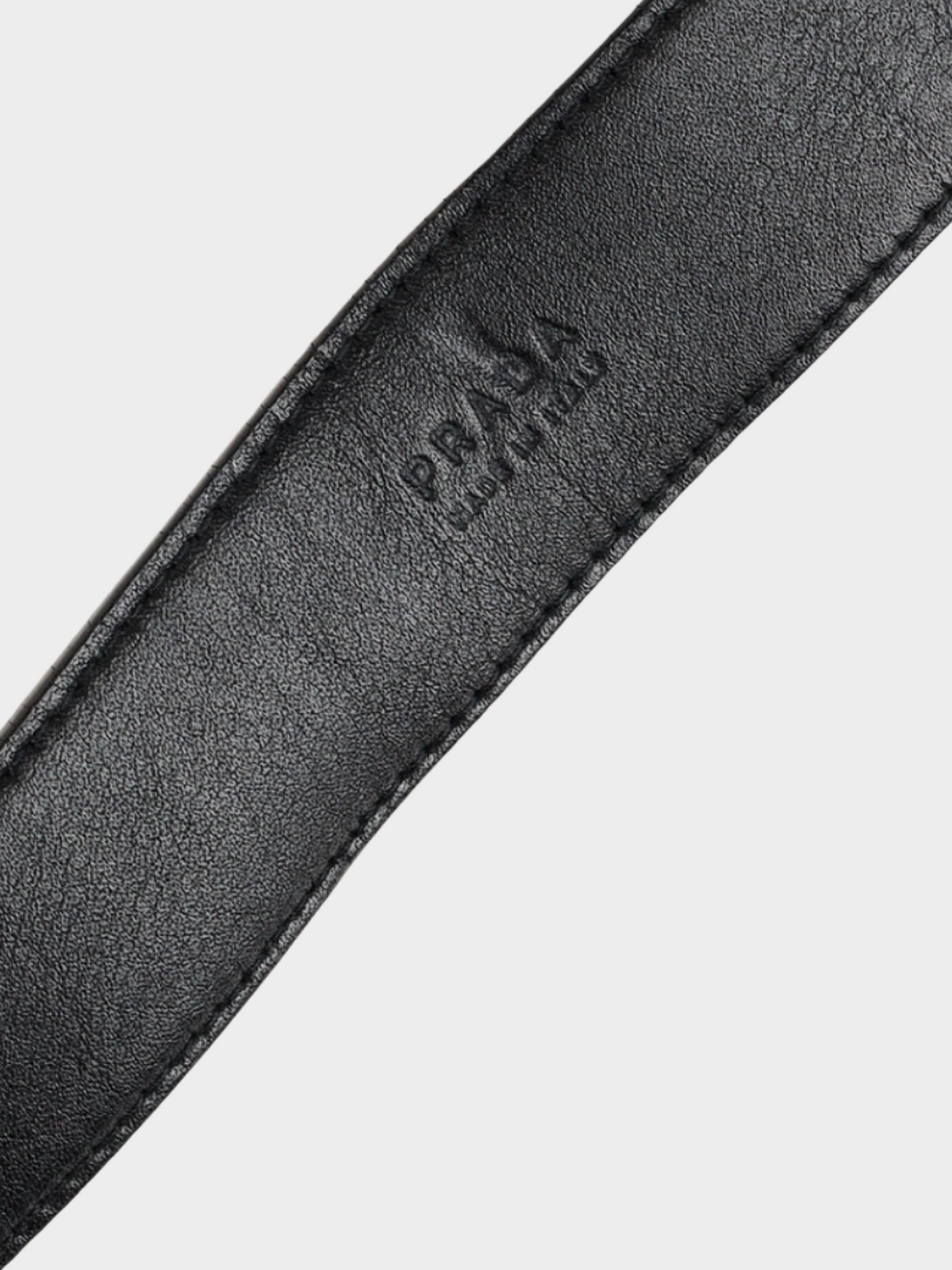 Prada 2000s Black Leather Logo-Engraved Oval-Buckle Belt