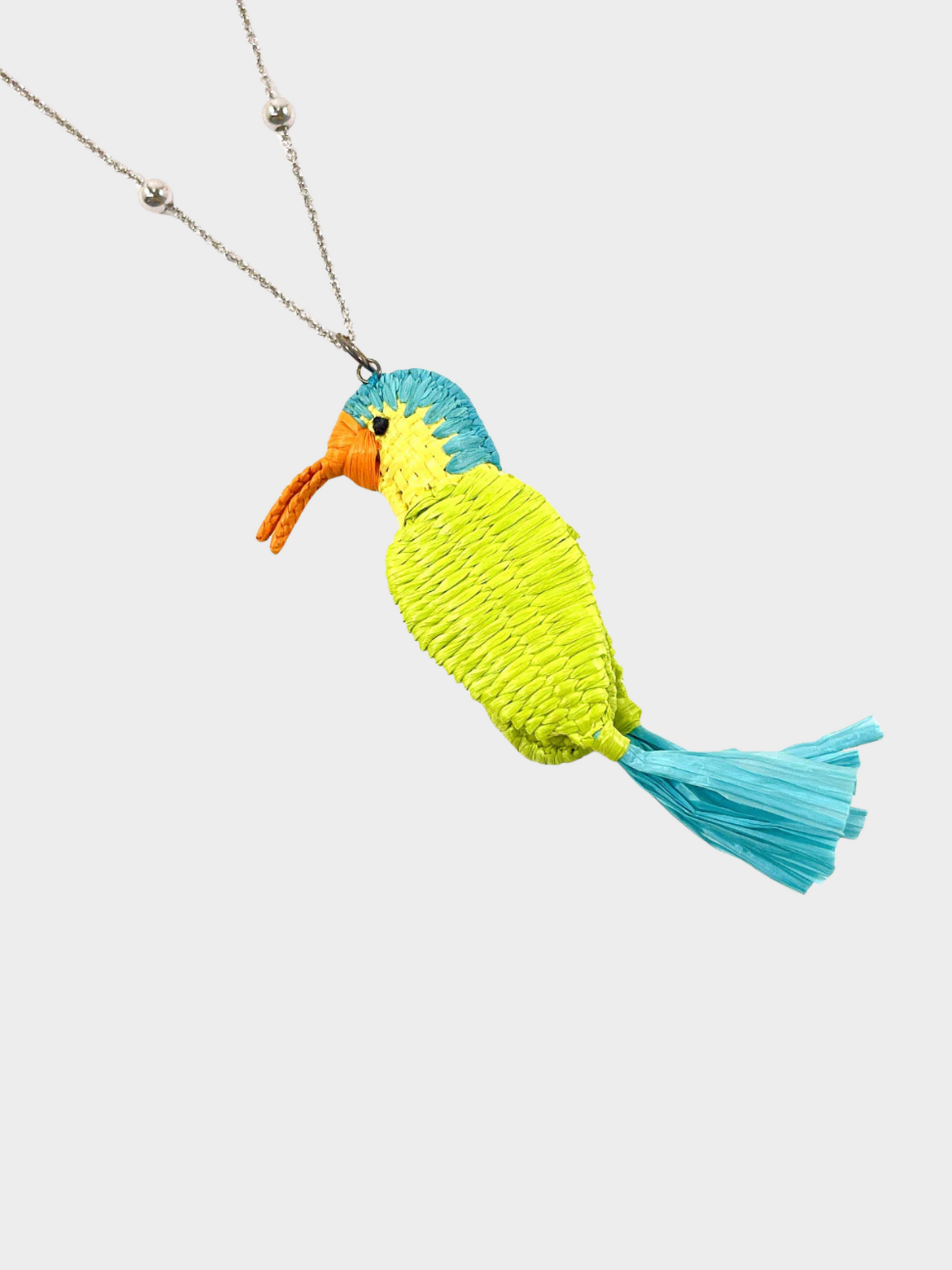 Prada 2000s Multicoloured Bird Pendant Silver Necklace