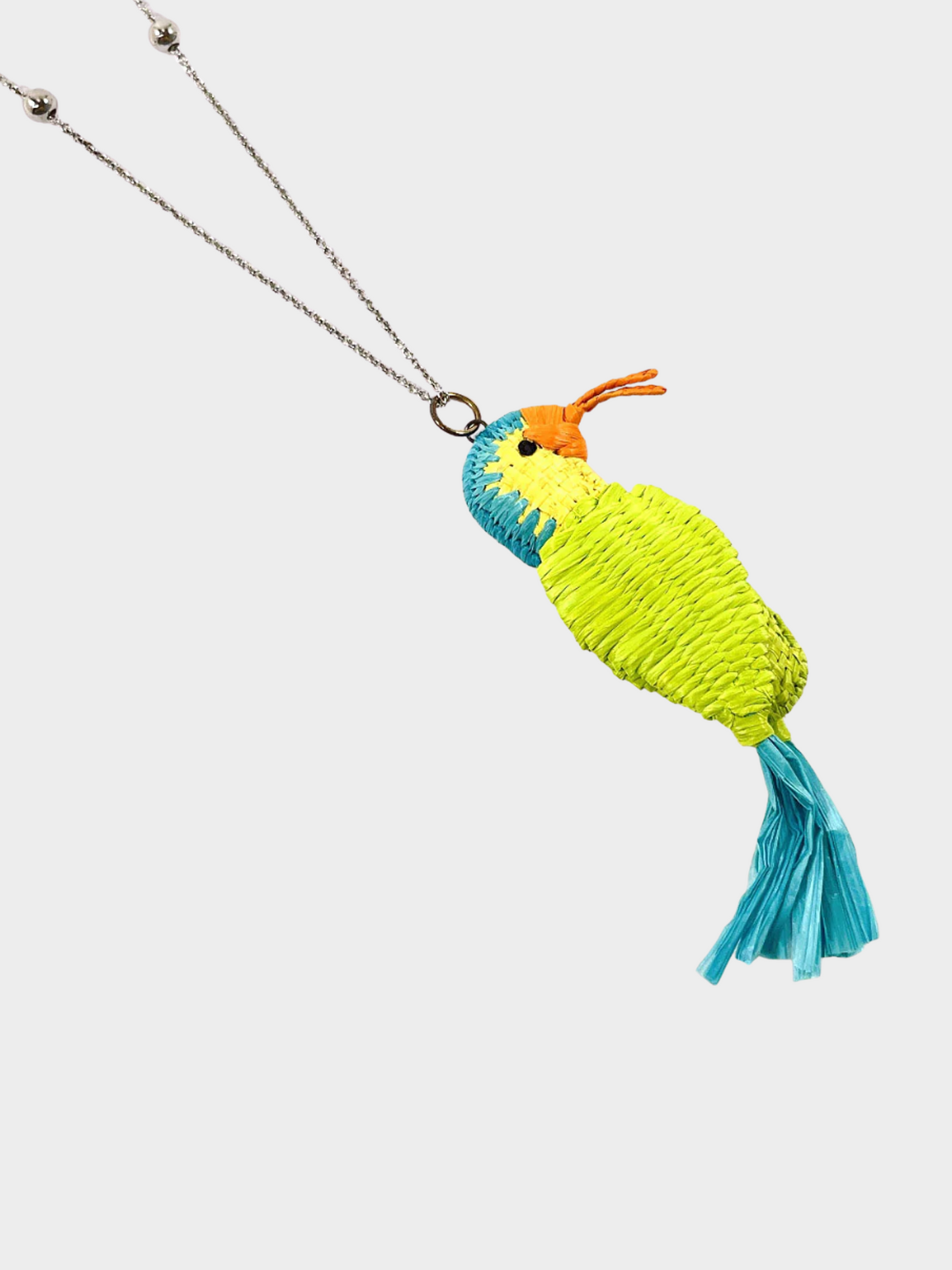 Prada 2000s Multicoloured Bird Pendant Silver Necklace