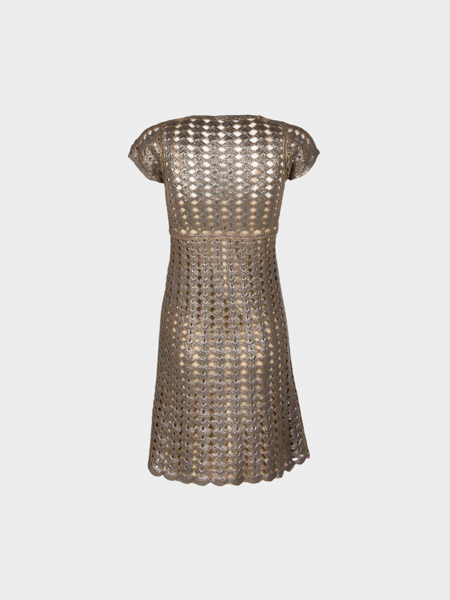 Prada 2000s Bronze Metallic Crochet Dress
