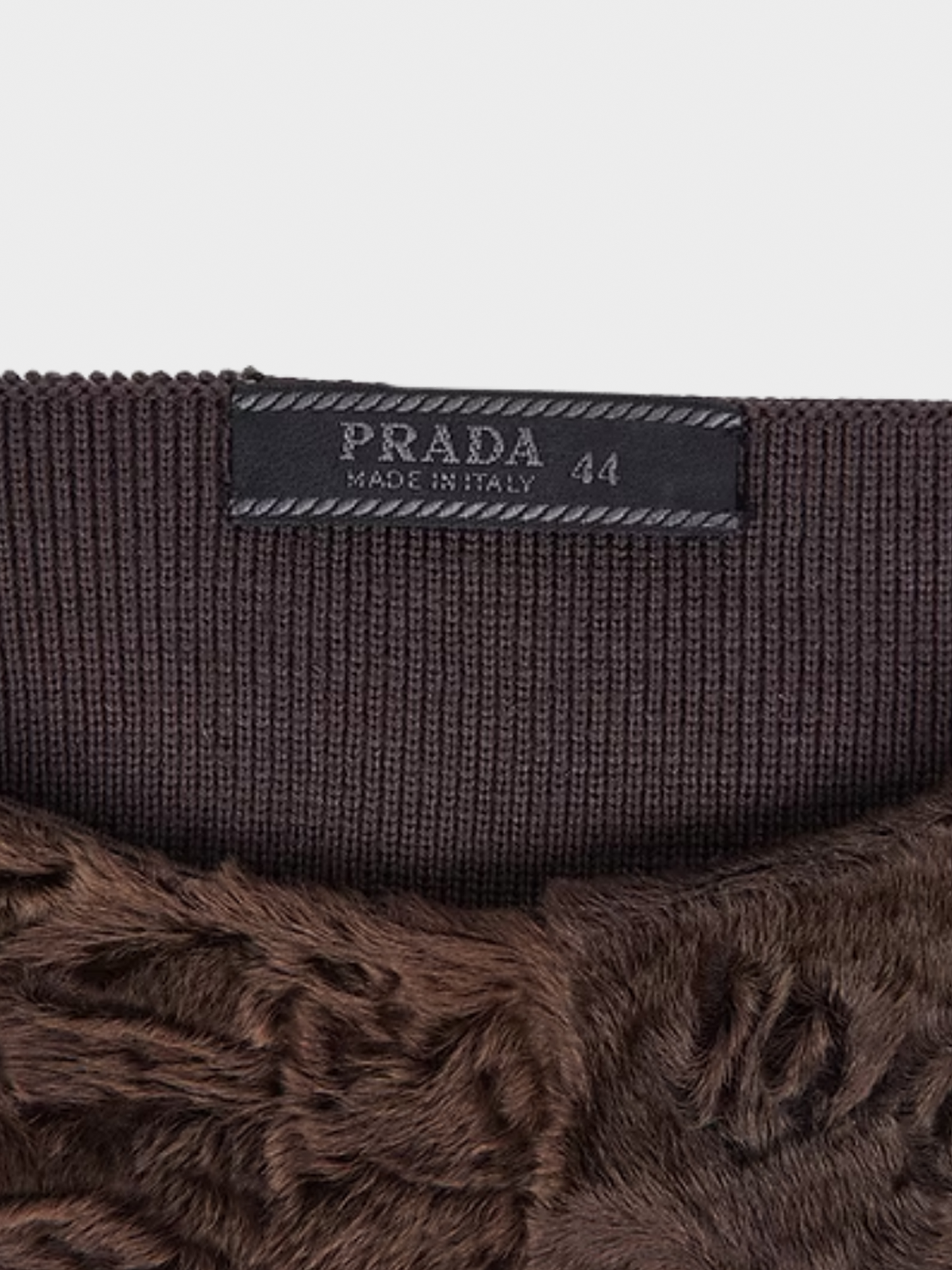 Prada FW 2000 Brown Wool Knit Fur Top