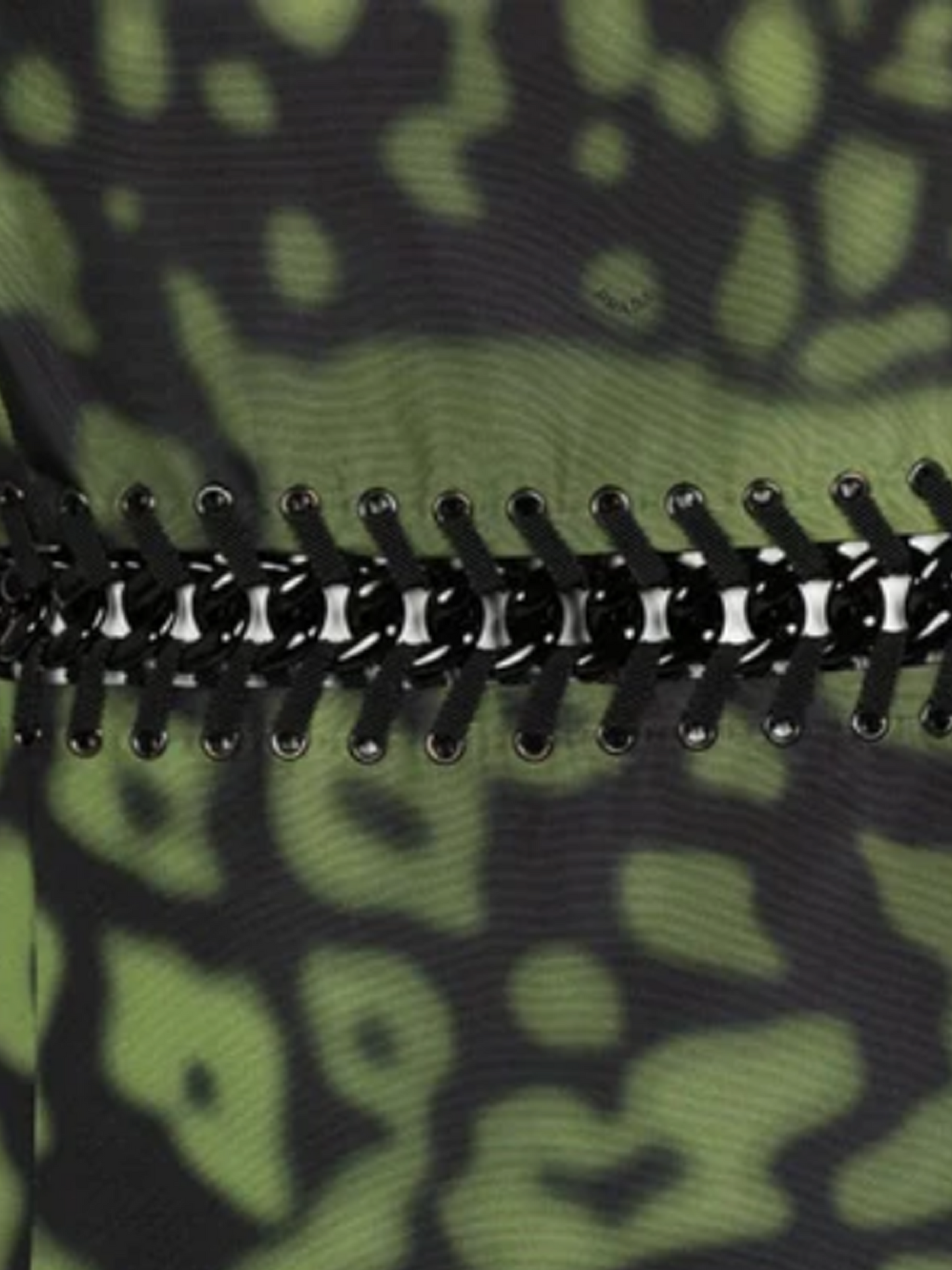 Prada Resort 2009 Green Black Chain Inset Printed Shift Dress