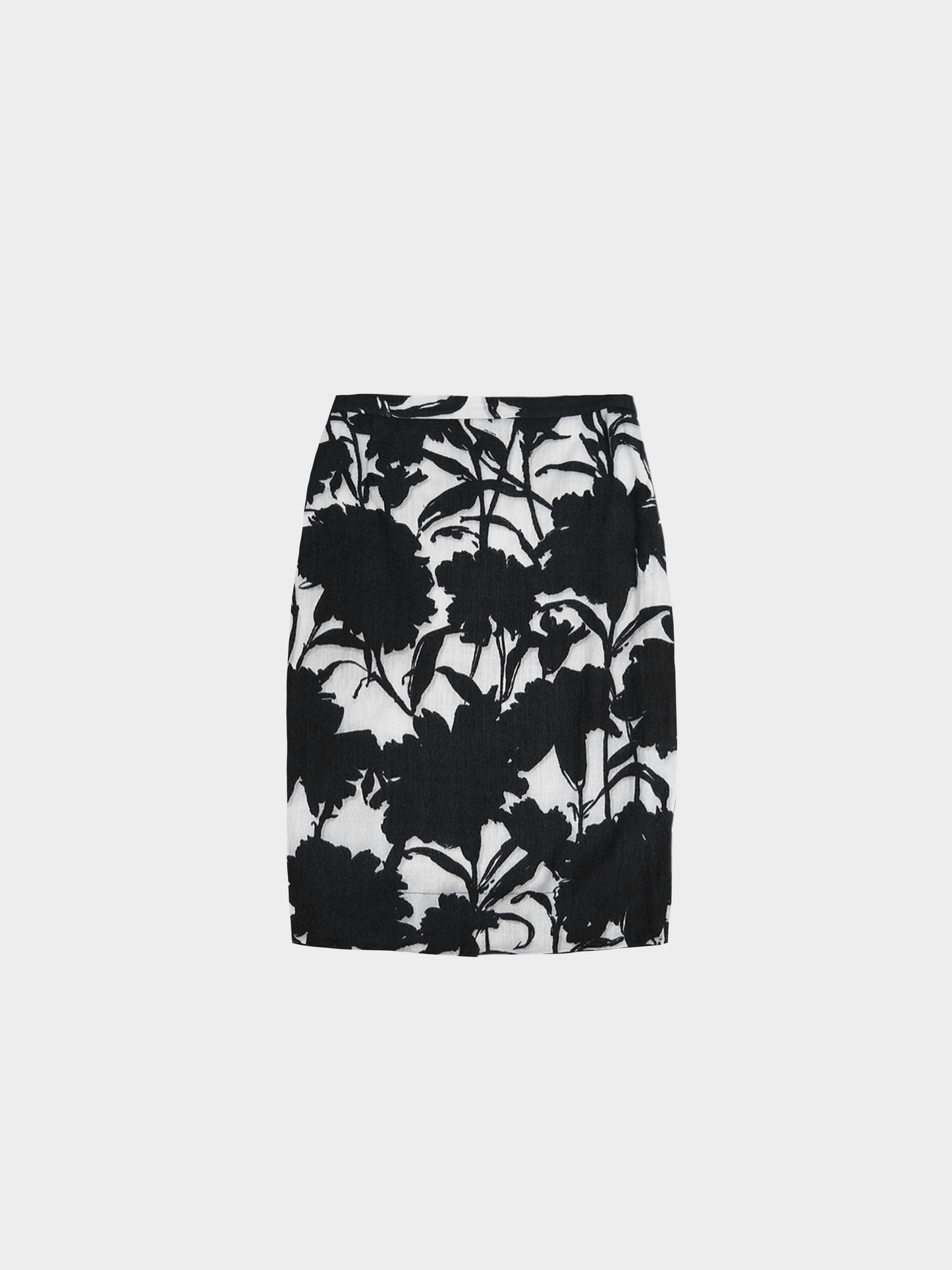 Prada SS 2001 Black and White Floral Midi Skirt