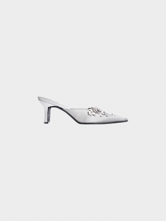 Prada 2000s Silver Embellished Heels