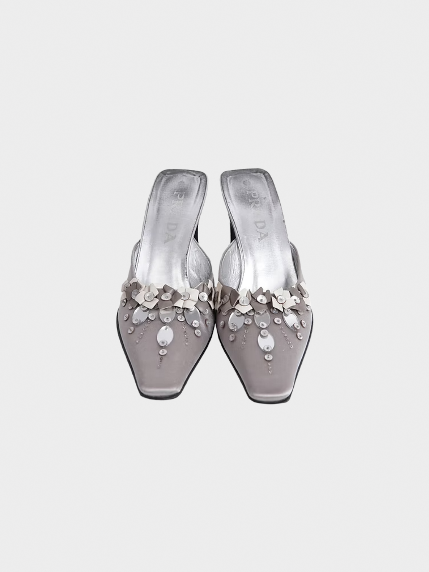 Prada 2000s Silver Embellished Heels