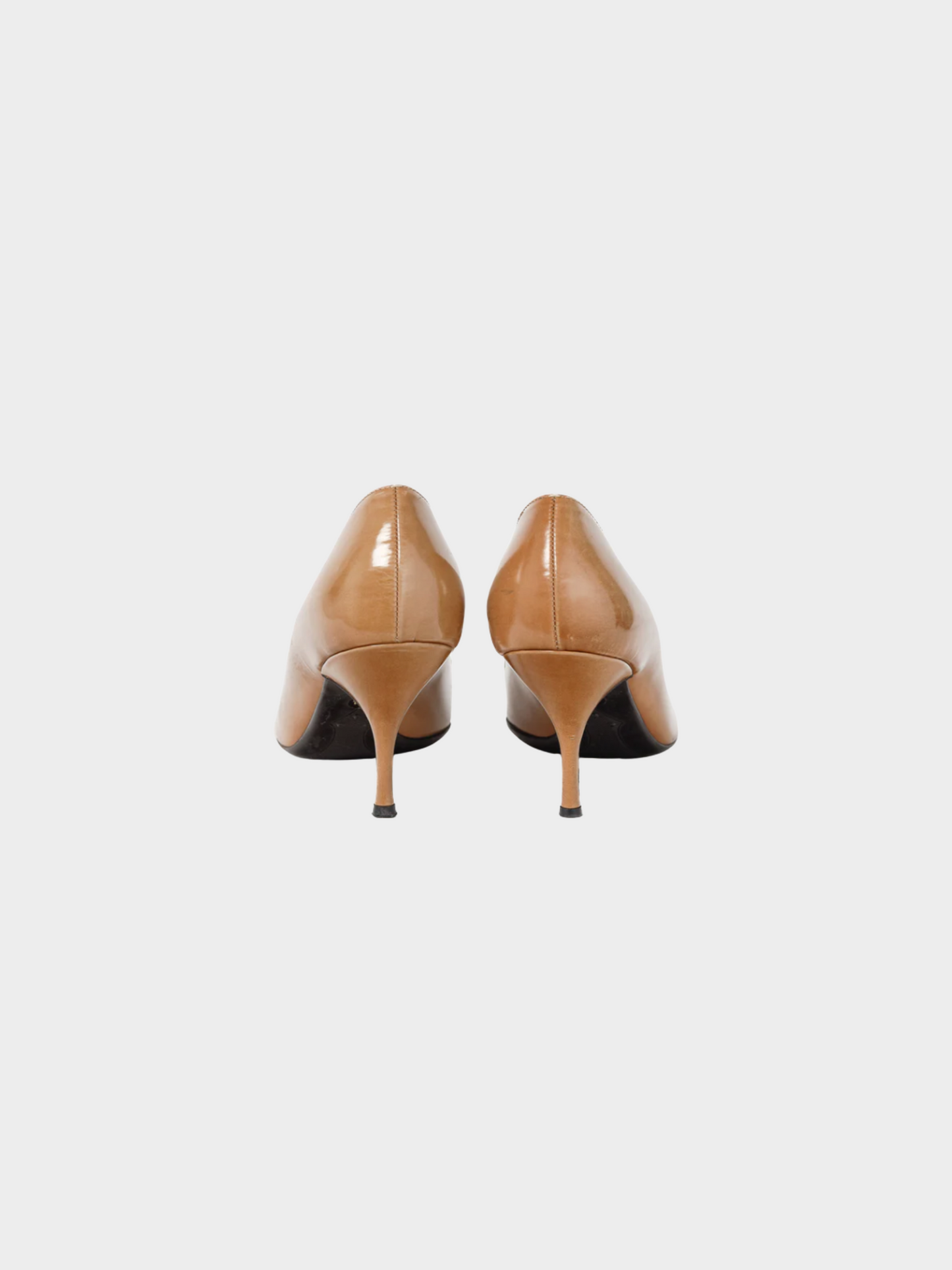 Prada 2000s Light Brown Buffed Patent Leather Pointed-Toe Pumps
