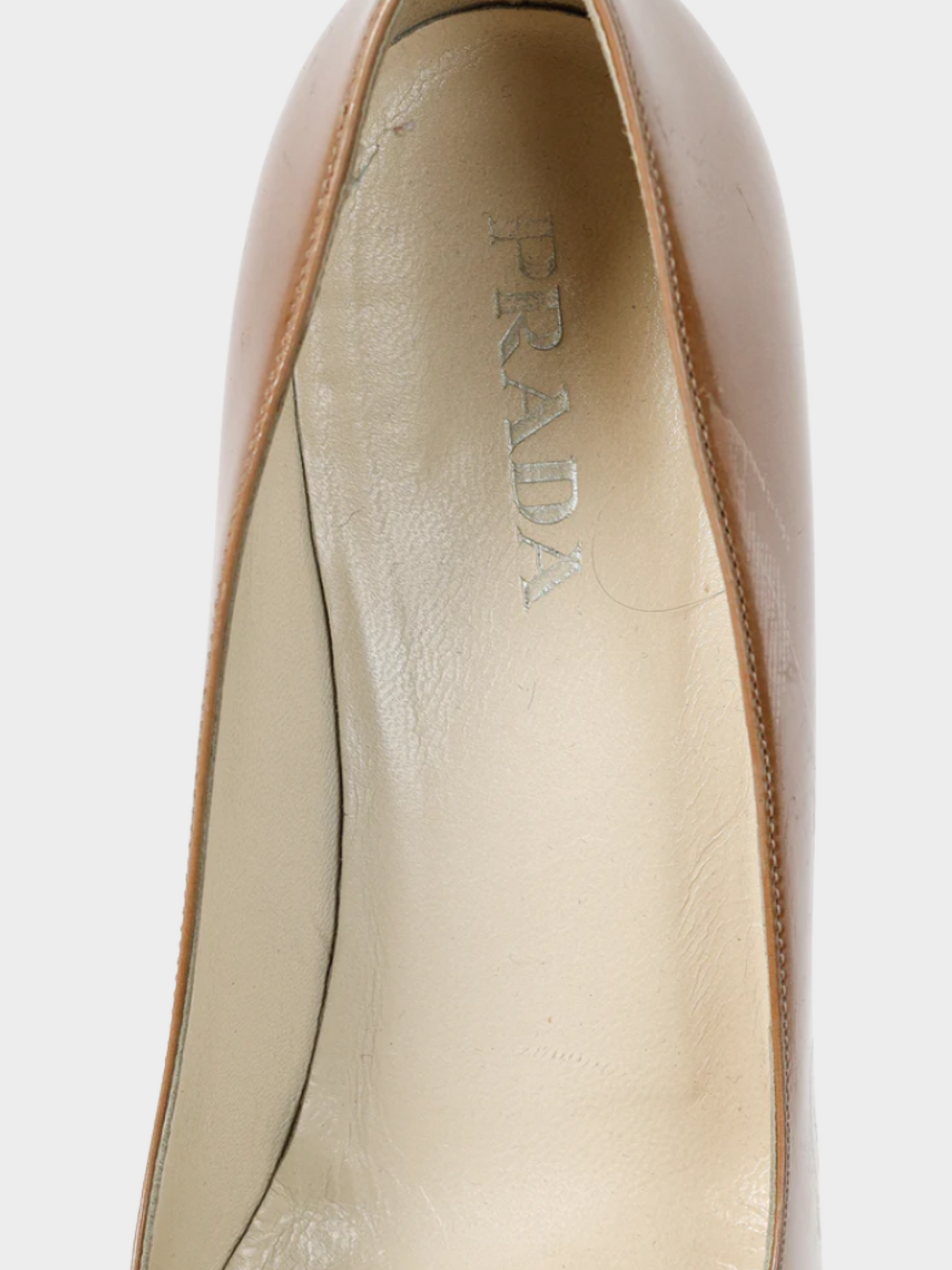 Prada 2000s Light Brown Buffed Patent Leather Pointed-Toe Pumps