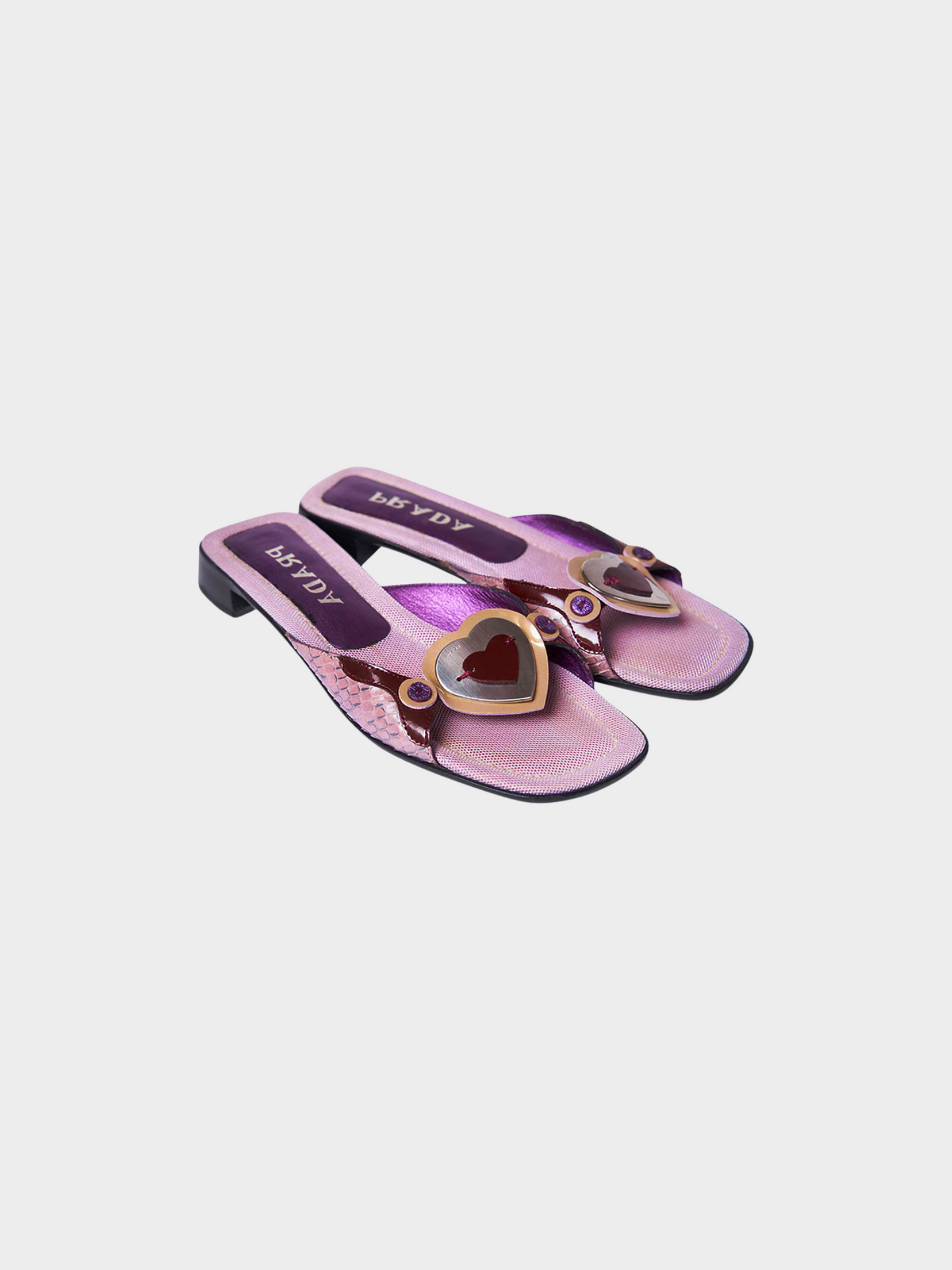 Prada SS 2000 Purple Heart Sandal Mules