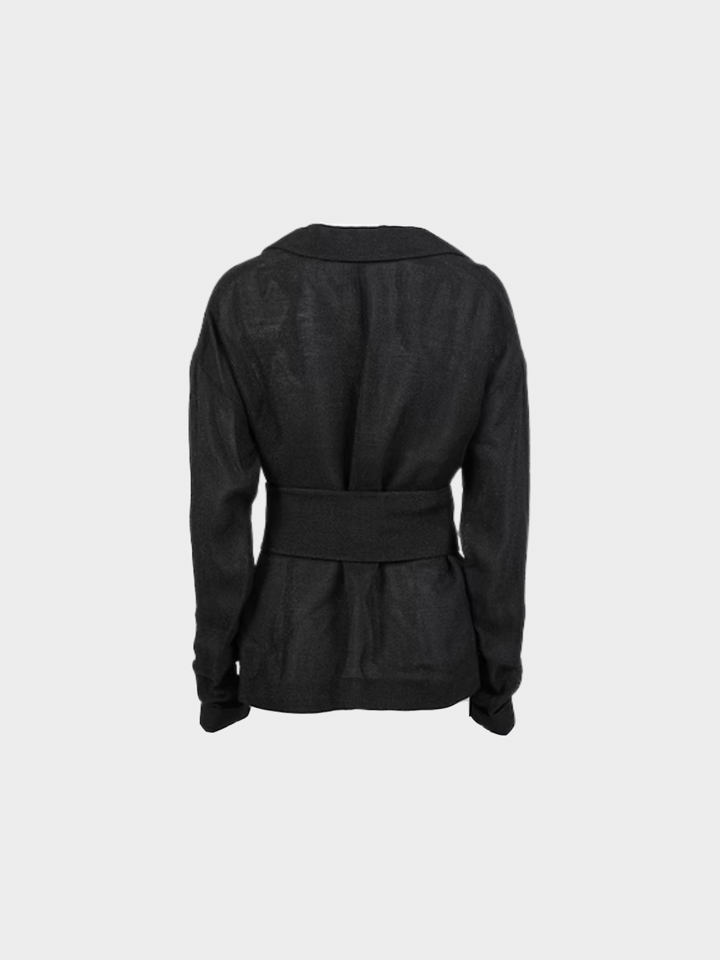 Prada SS 2001 Runway Black Viscose Linen Belted Shirt