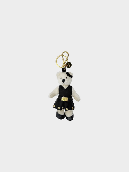 Prada 2020s Ivory and Black Teddy Bear Keychain